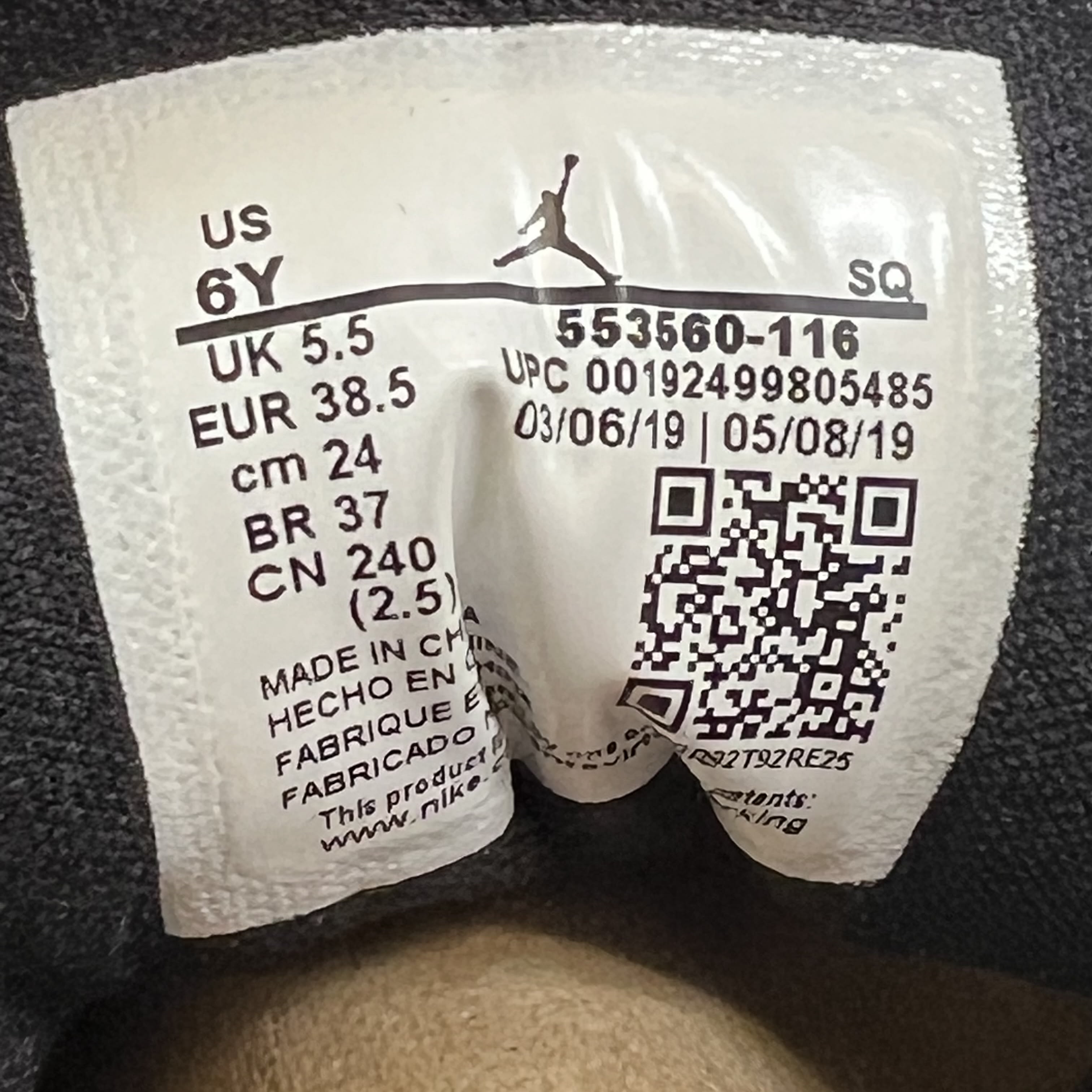 800757 Jordan 1 Low Black Toe (2019) (GS)
