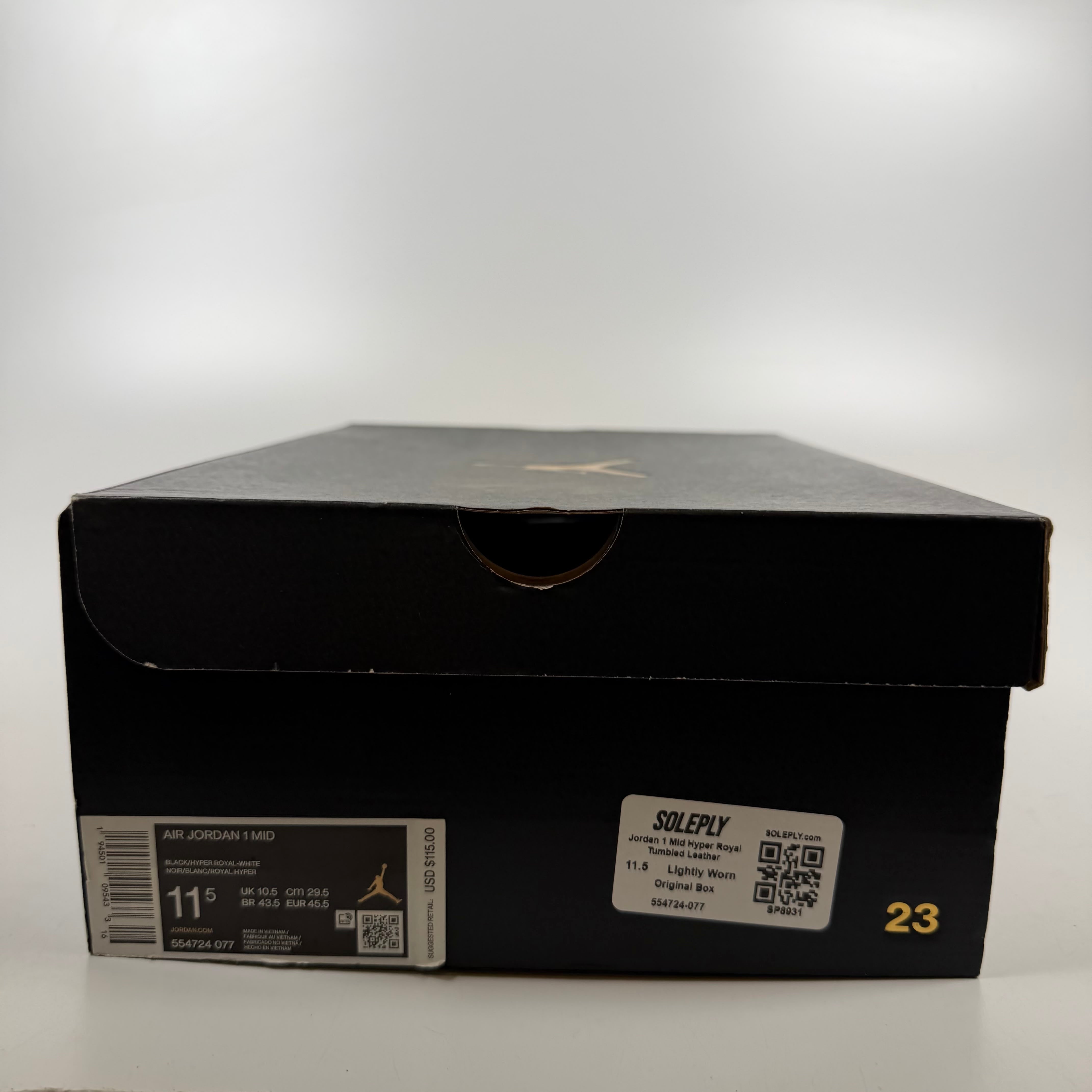 SP8931 Jordan 1 Mid Hyper Royal Tumbled Leather