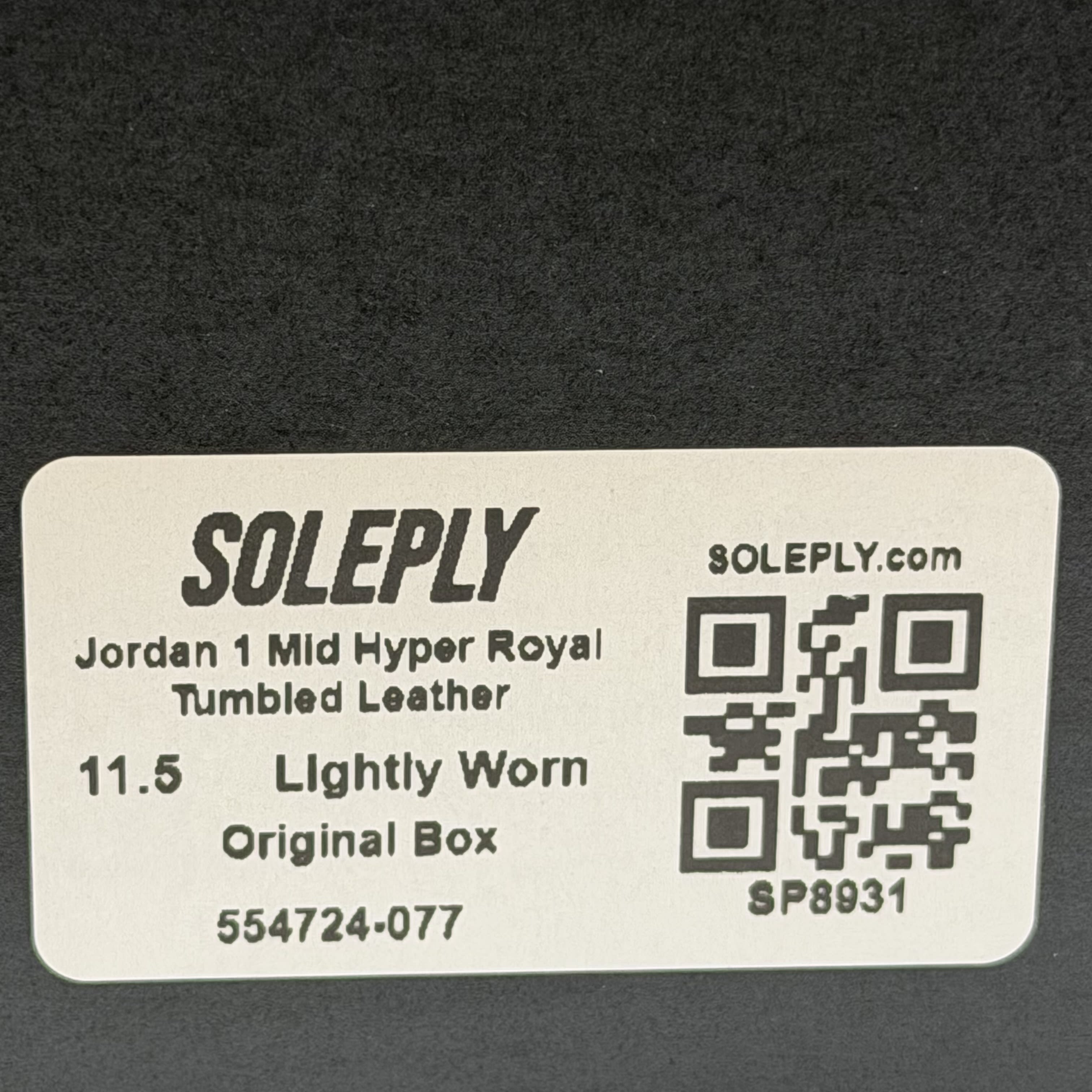 SP8931 Jordan 1 Mid Hyper Royal Tumbled Leather