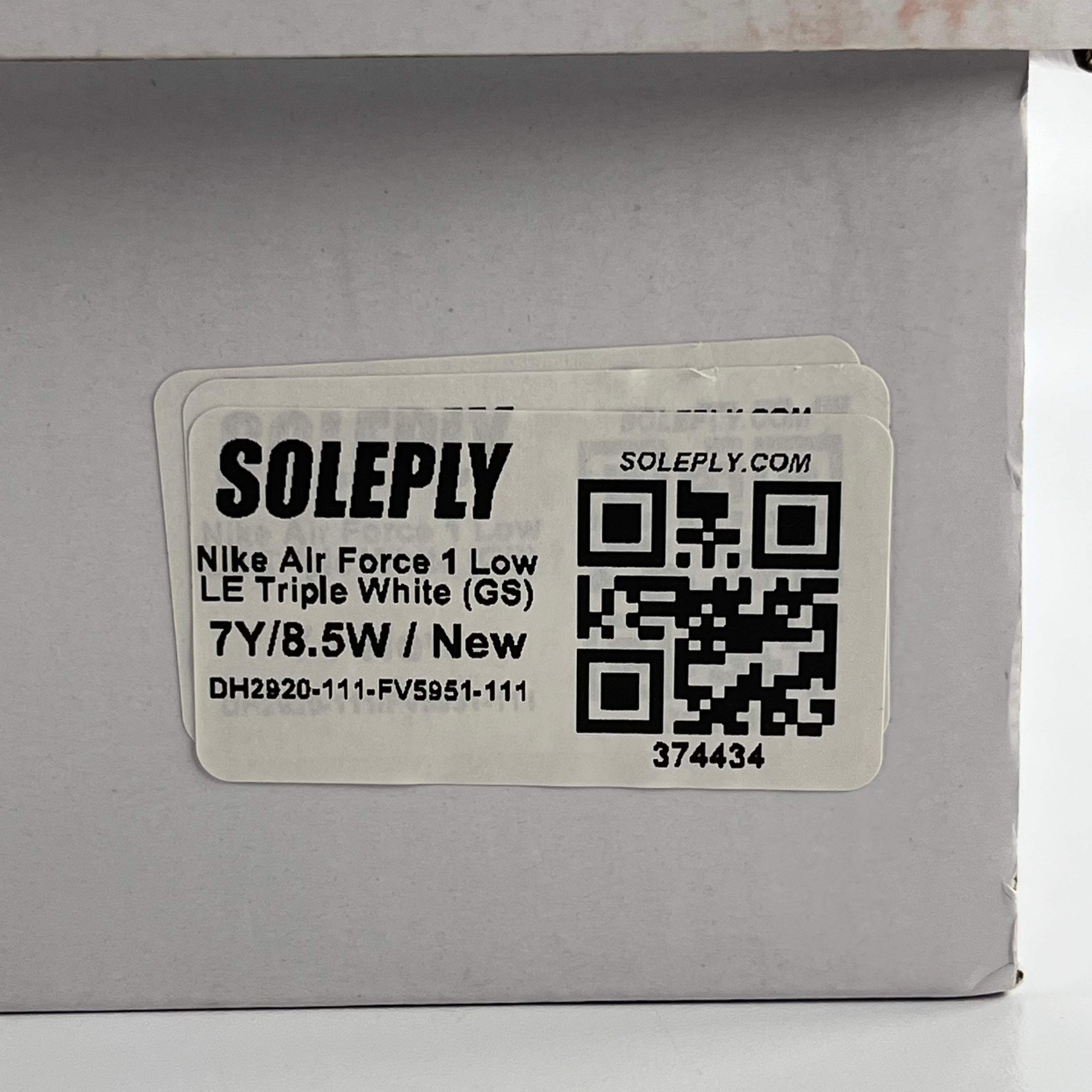 374434 Nike Air Force 1 Low LE Triple White (GS)
