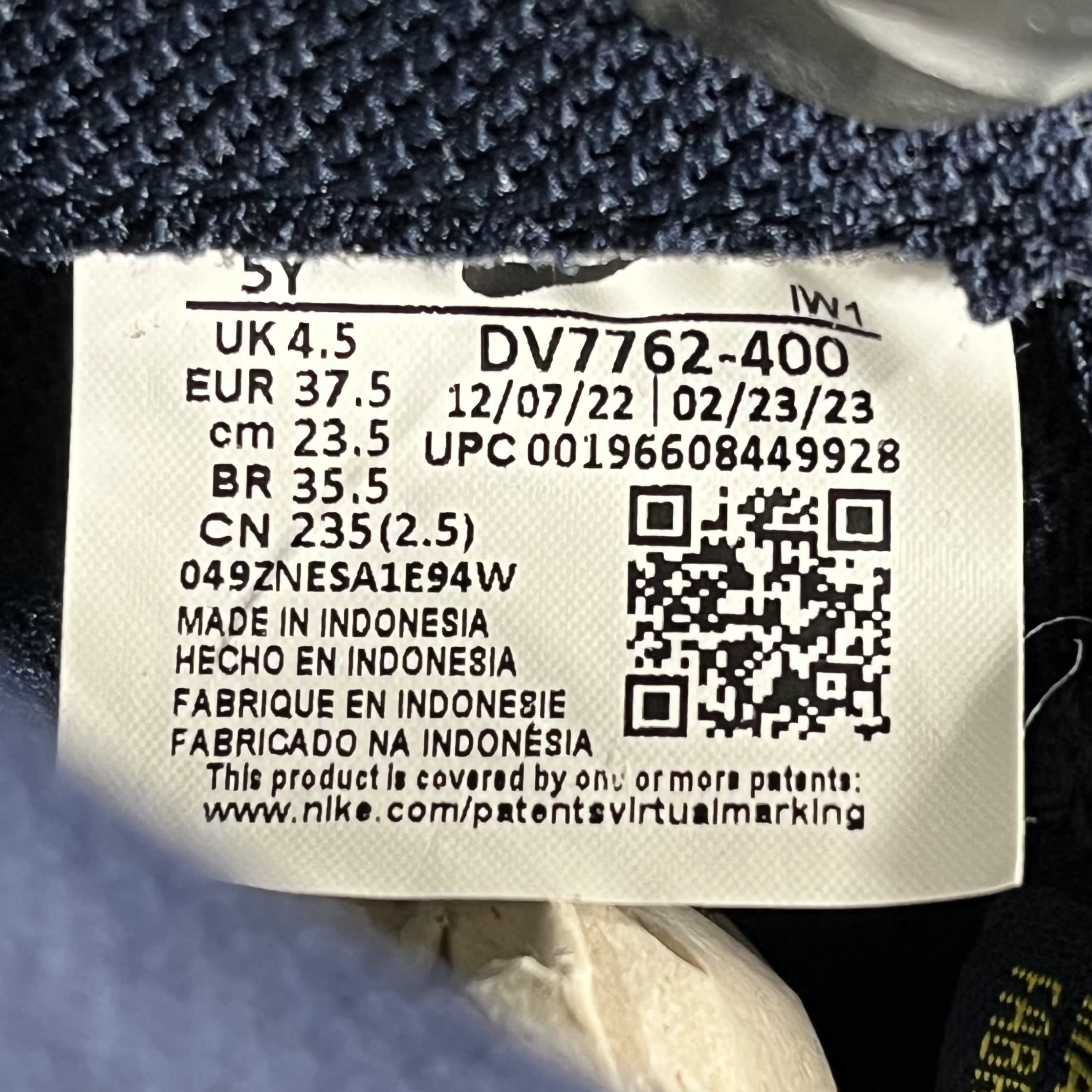 340657 Air Force 1 GS 'Obsidian/Yellow'