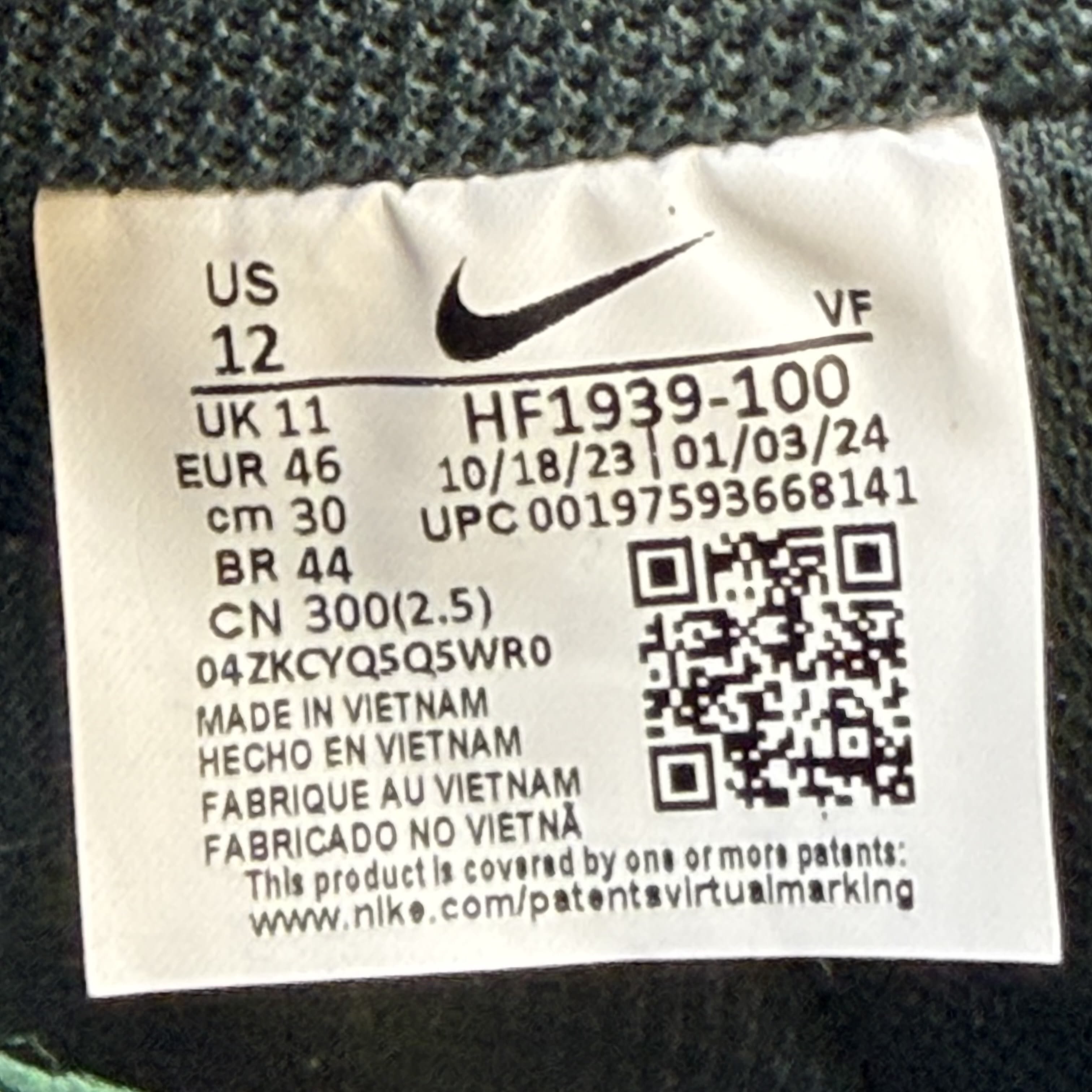 SP9467 Nike Air Force 1 Low '07 LV8 Vintage Green