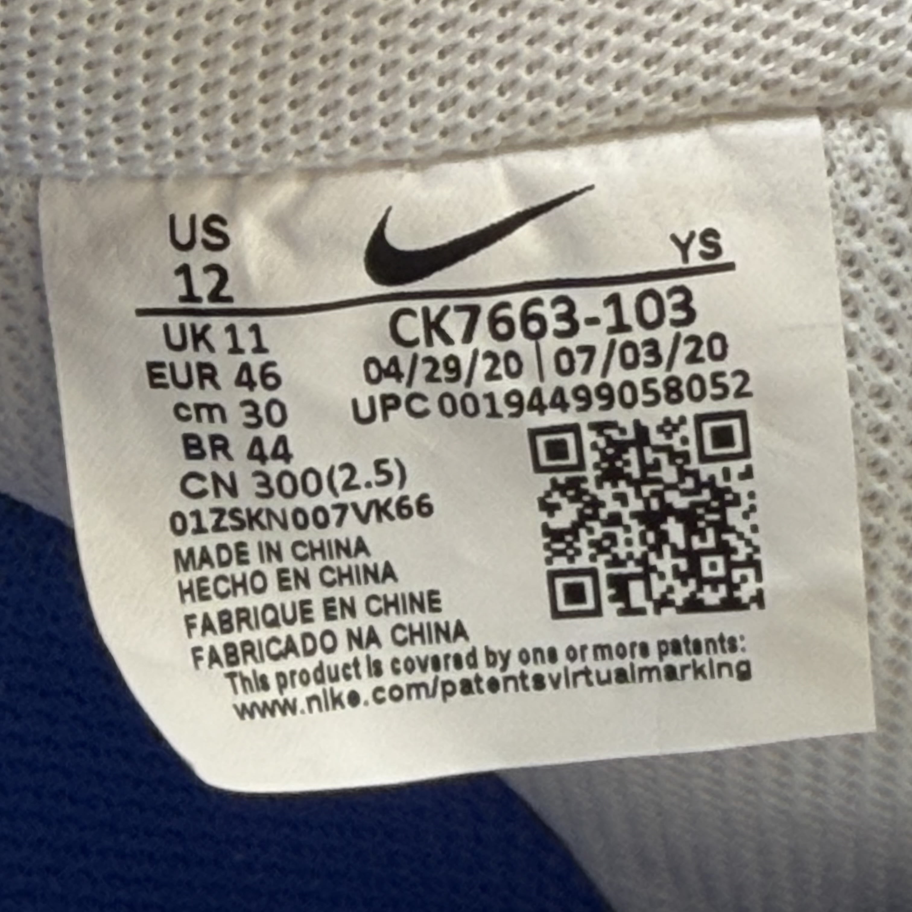 SP9490 Nike Air Force 1 Low 07 White Royal