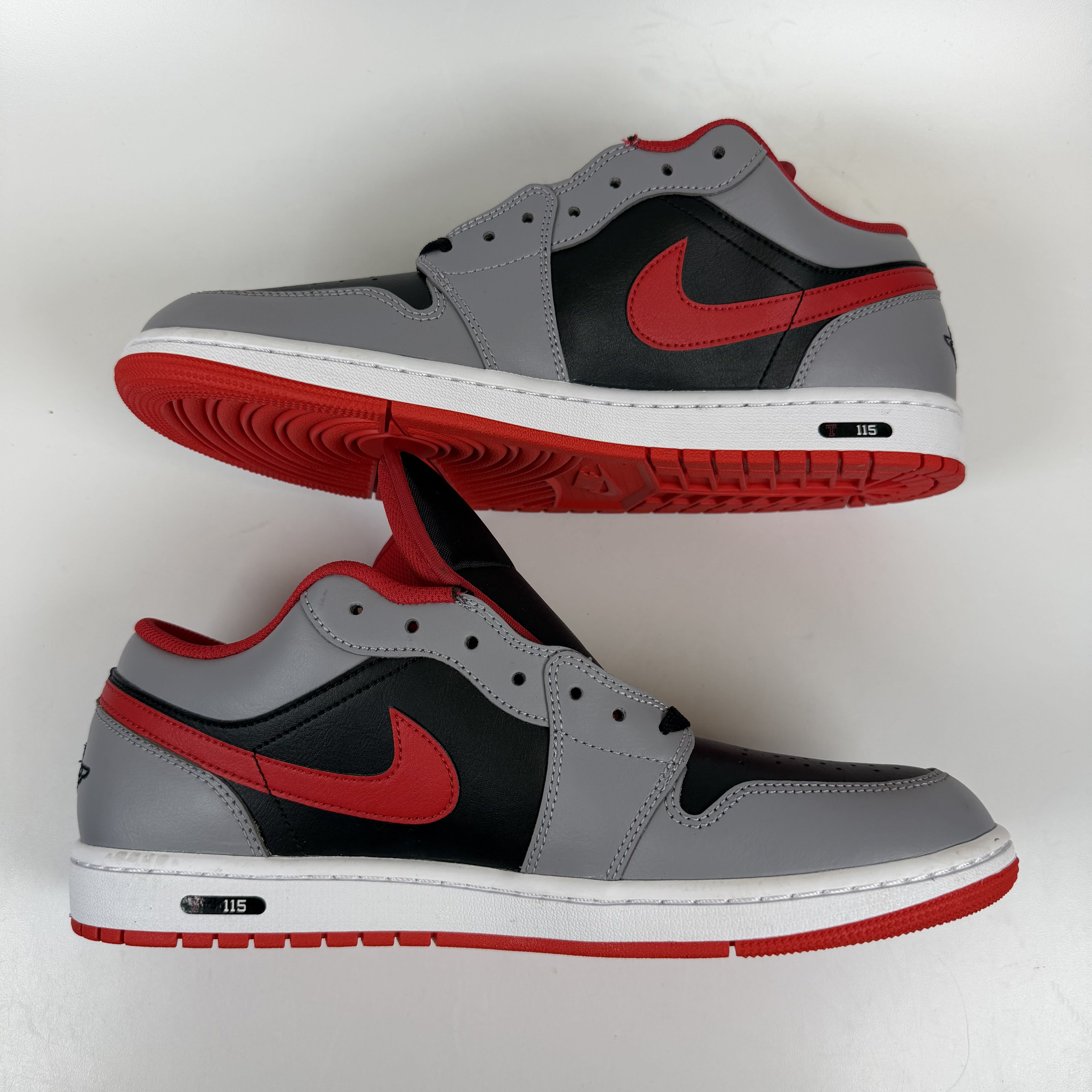 SP11979 Jordan 1 Low Black Light Smoke Grey Gym Red