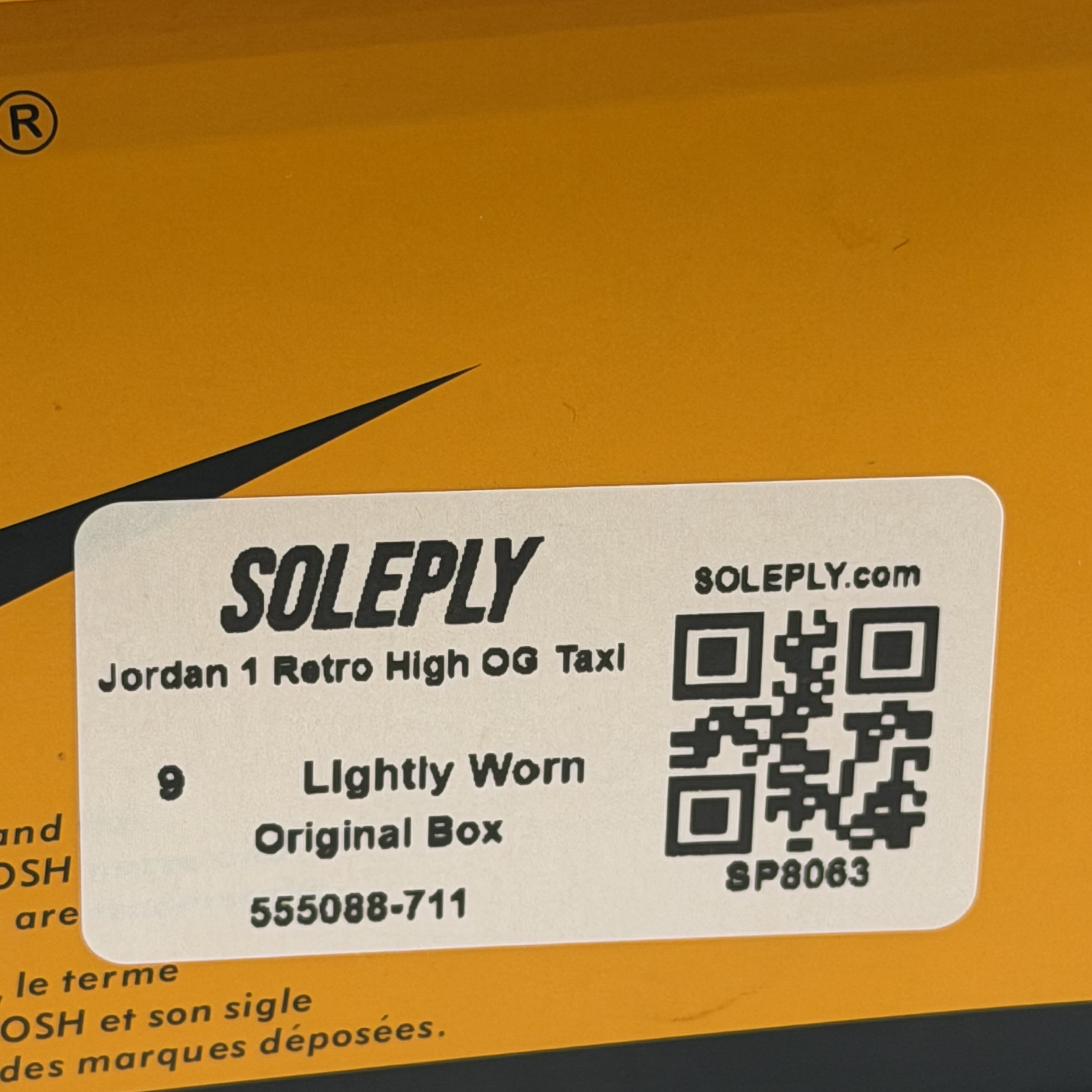 SP8063 Jordan 1 Retro High OG Taxi