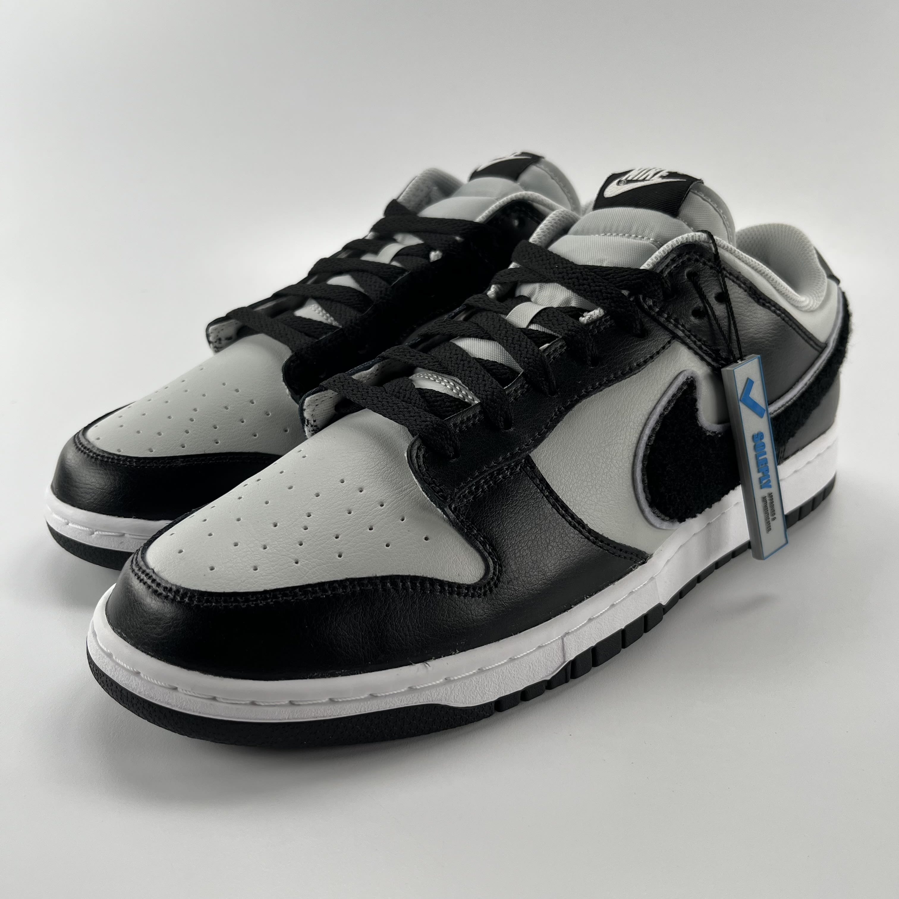 801483 Nike Dunk Low Chenille Swoosh Black Grey
