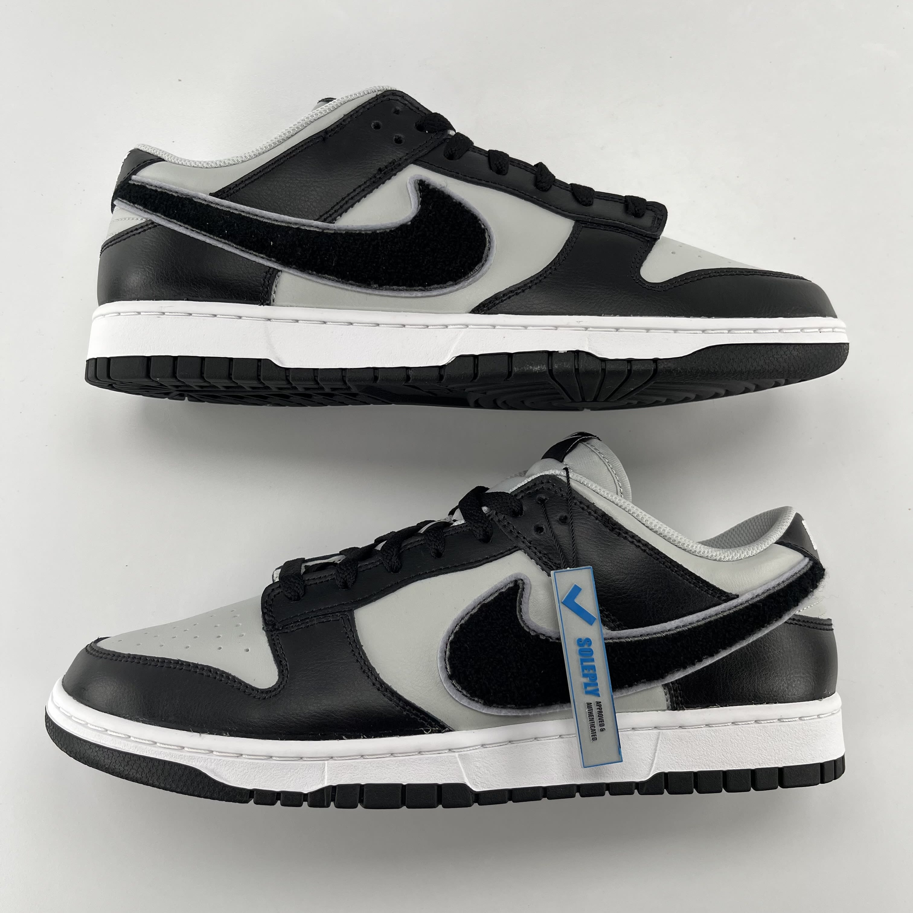 801483 Nike Dunk Low Chenille Swoosh Black Grey