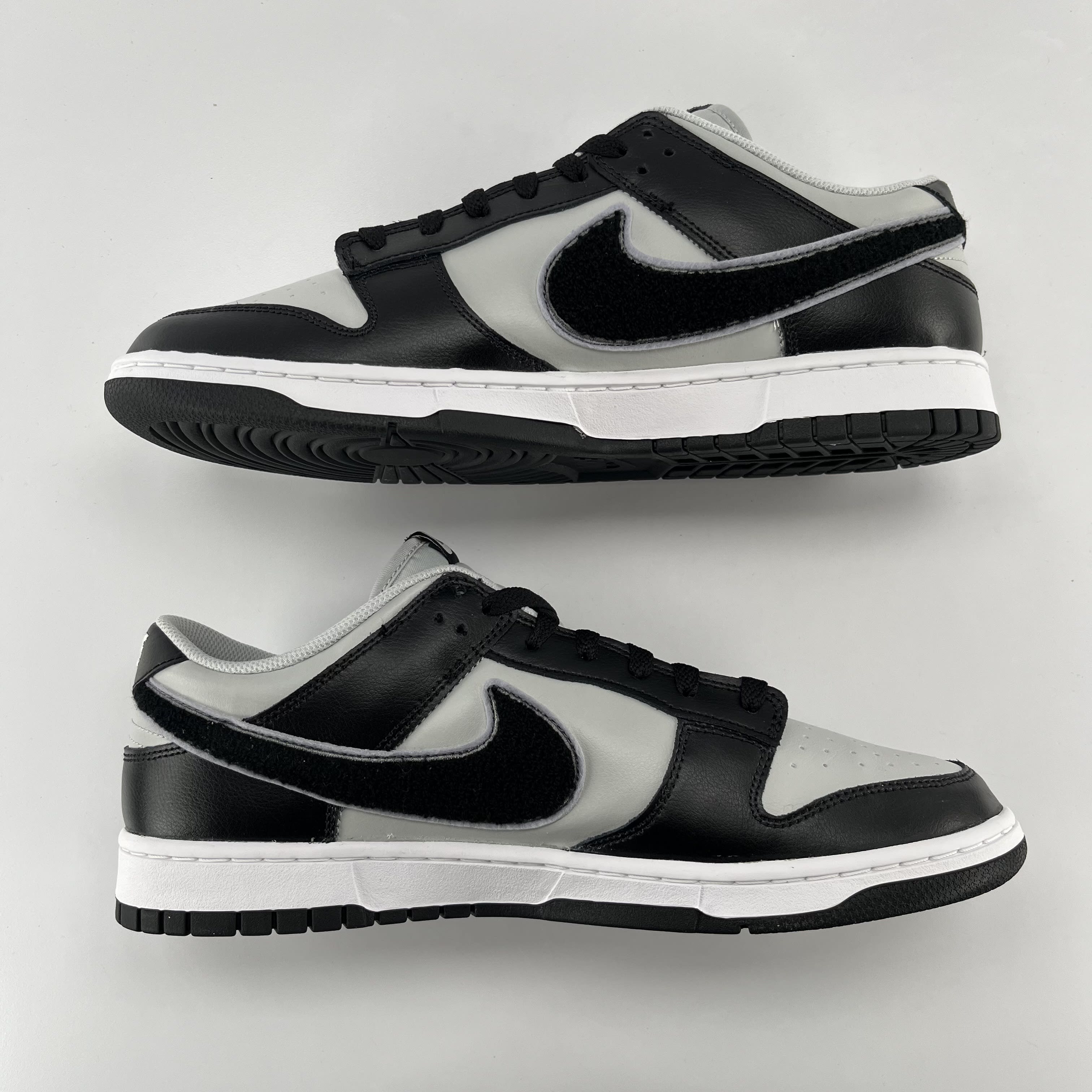 801483 Nike Dunk Low Chenille Swoosh Black Grey