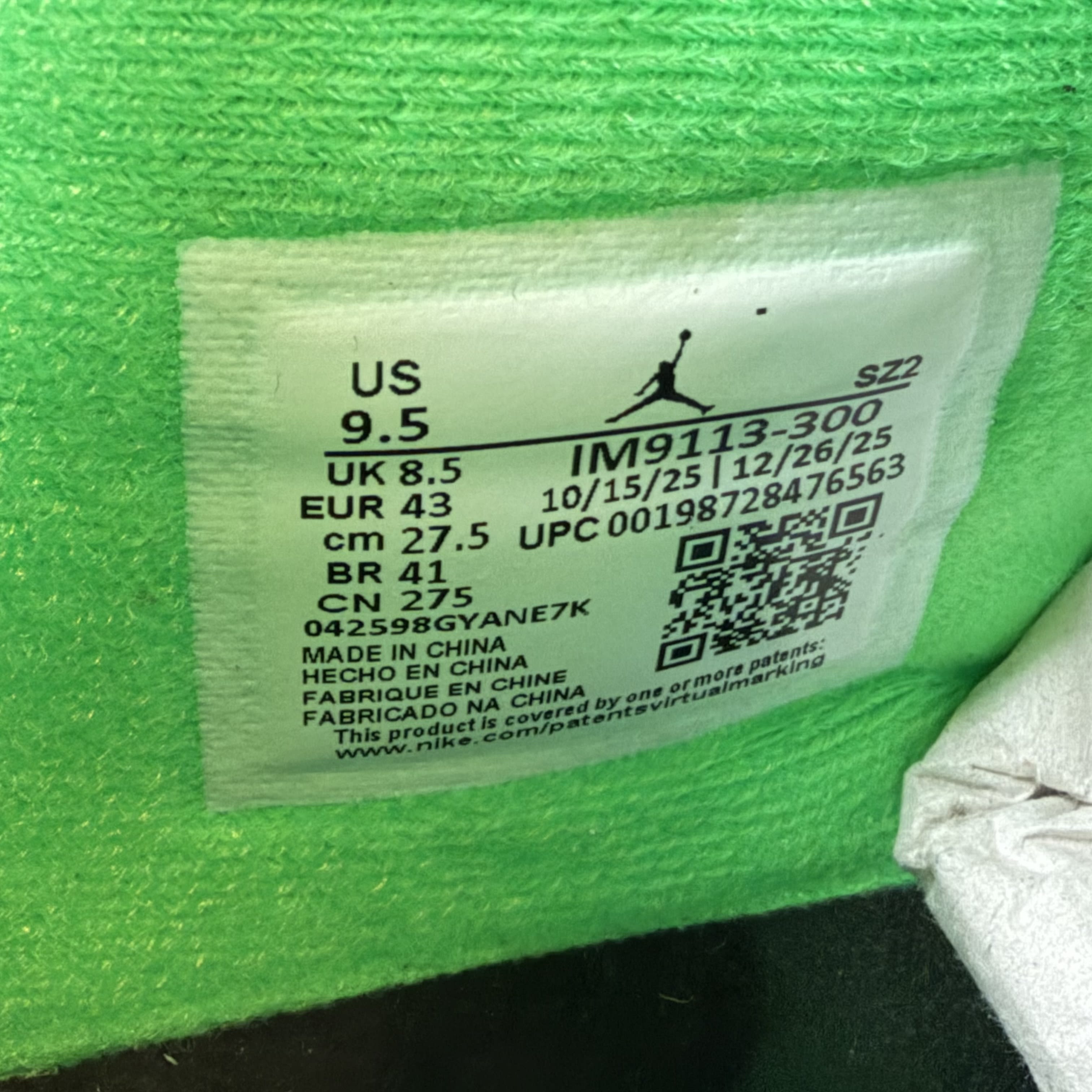 SP12876 Jordan Jumpman Jack TR Travis Scott Green Spark