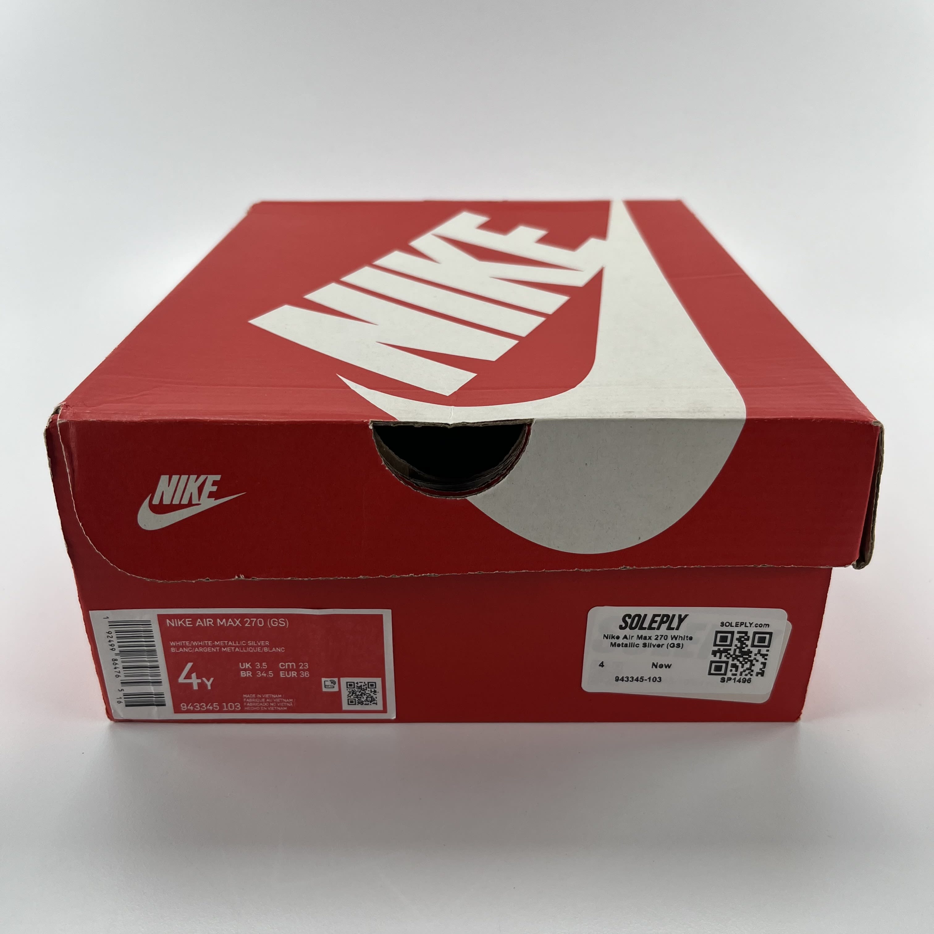 SP1496 Nike Air Max 270 White Metallic Silver (GS)