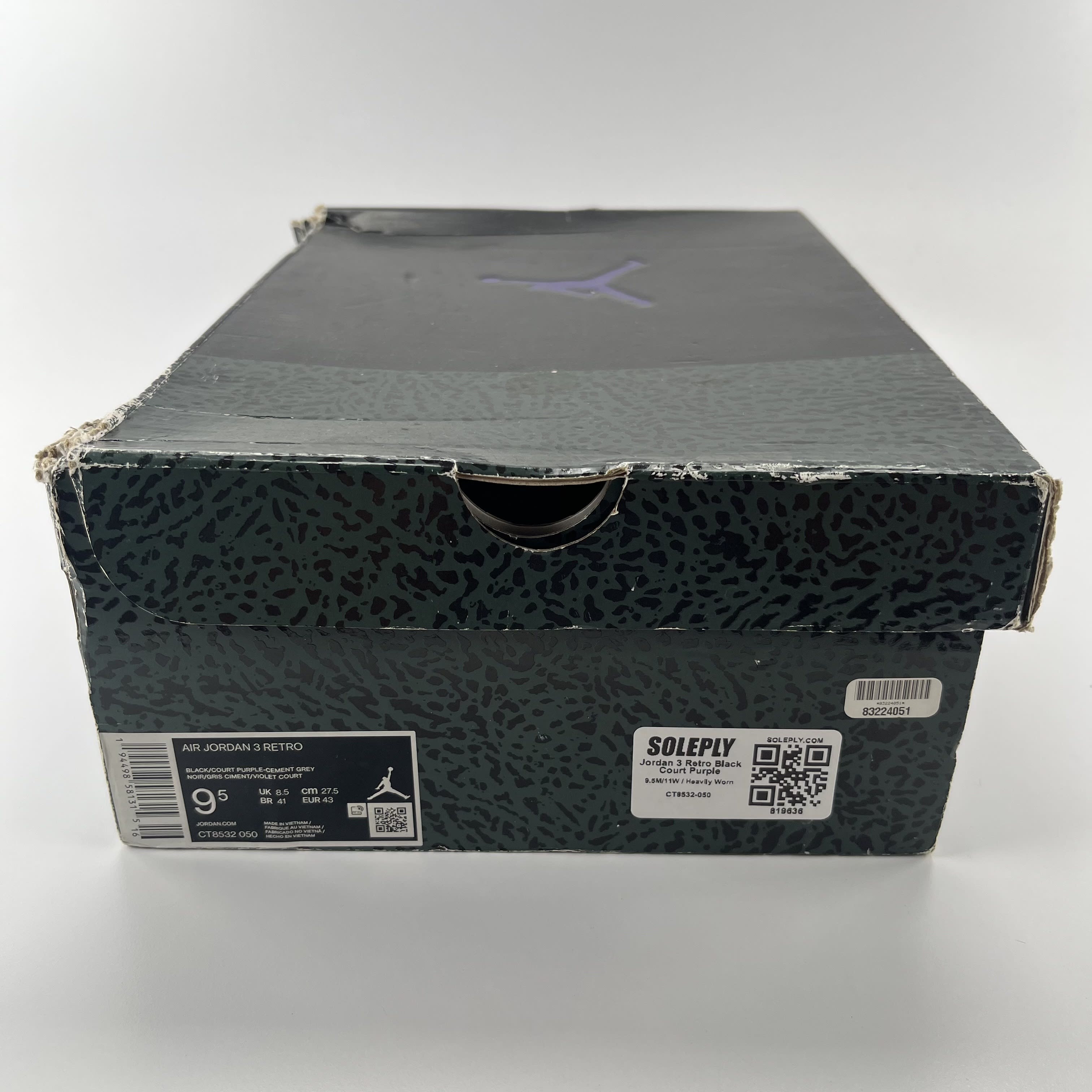 819636 Jordan 3 Retro Black Court Purple