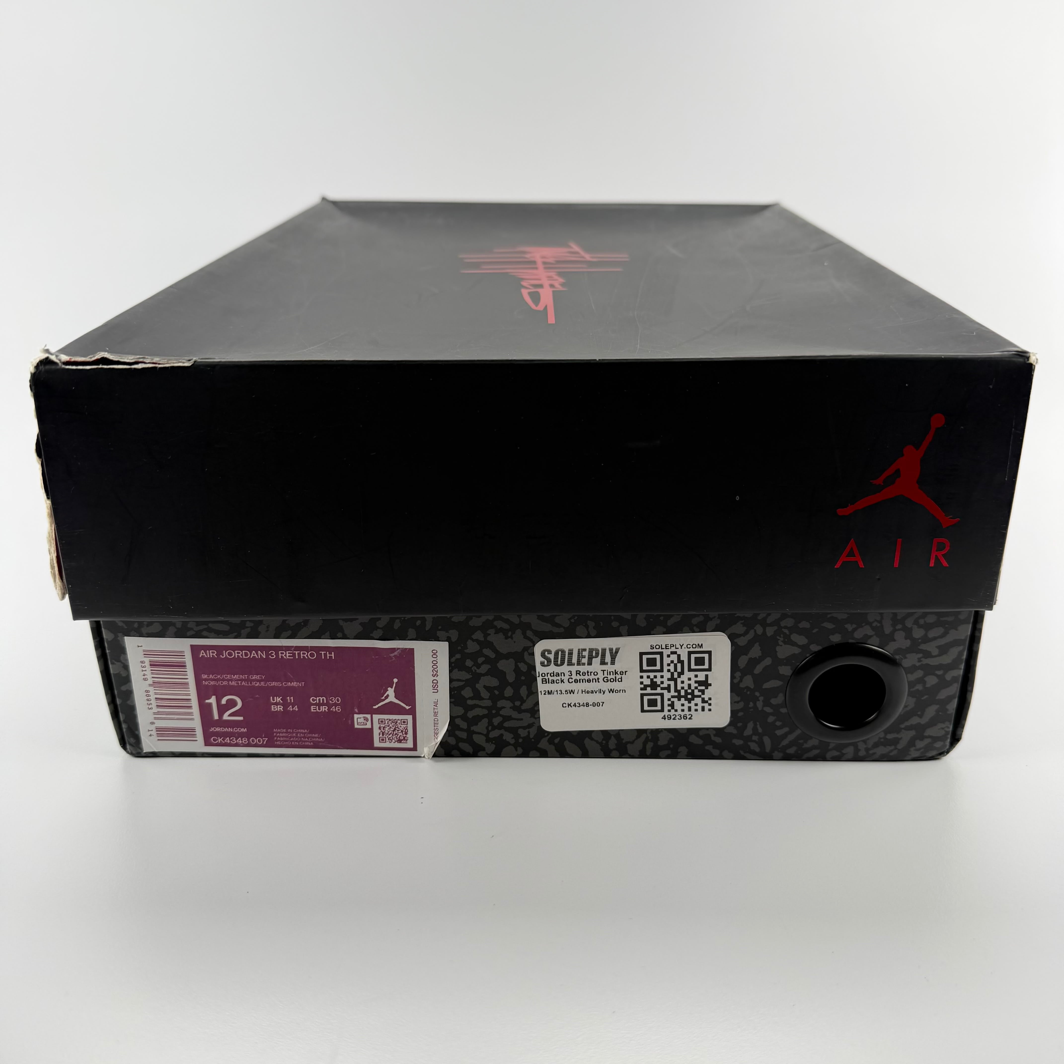 492362 Jordan 3 Retro Tinker Black Cement Gold