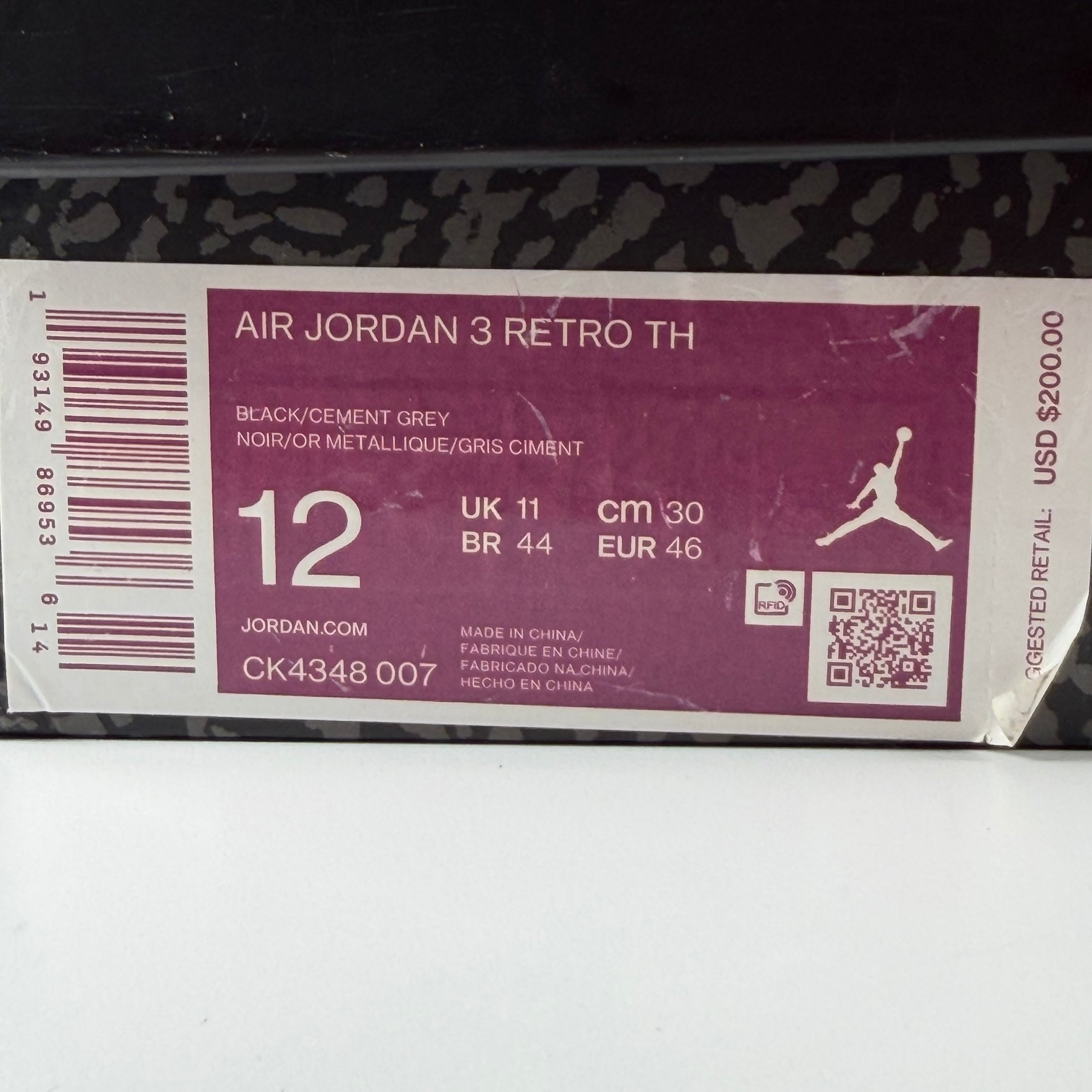 492362 Jordan 3 Retro Tinker Black Cement Gold