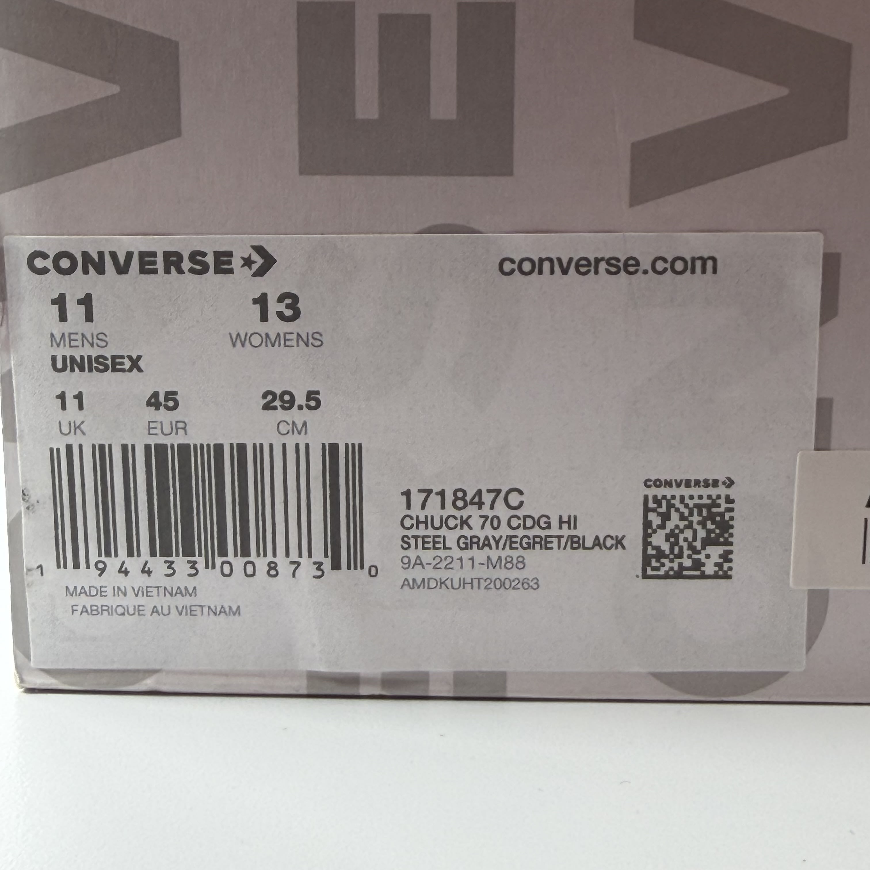 542849 Converse Chuck Taylor All Star 70 Hi Comme des Garcons PLAY Grey