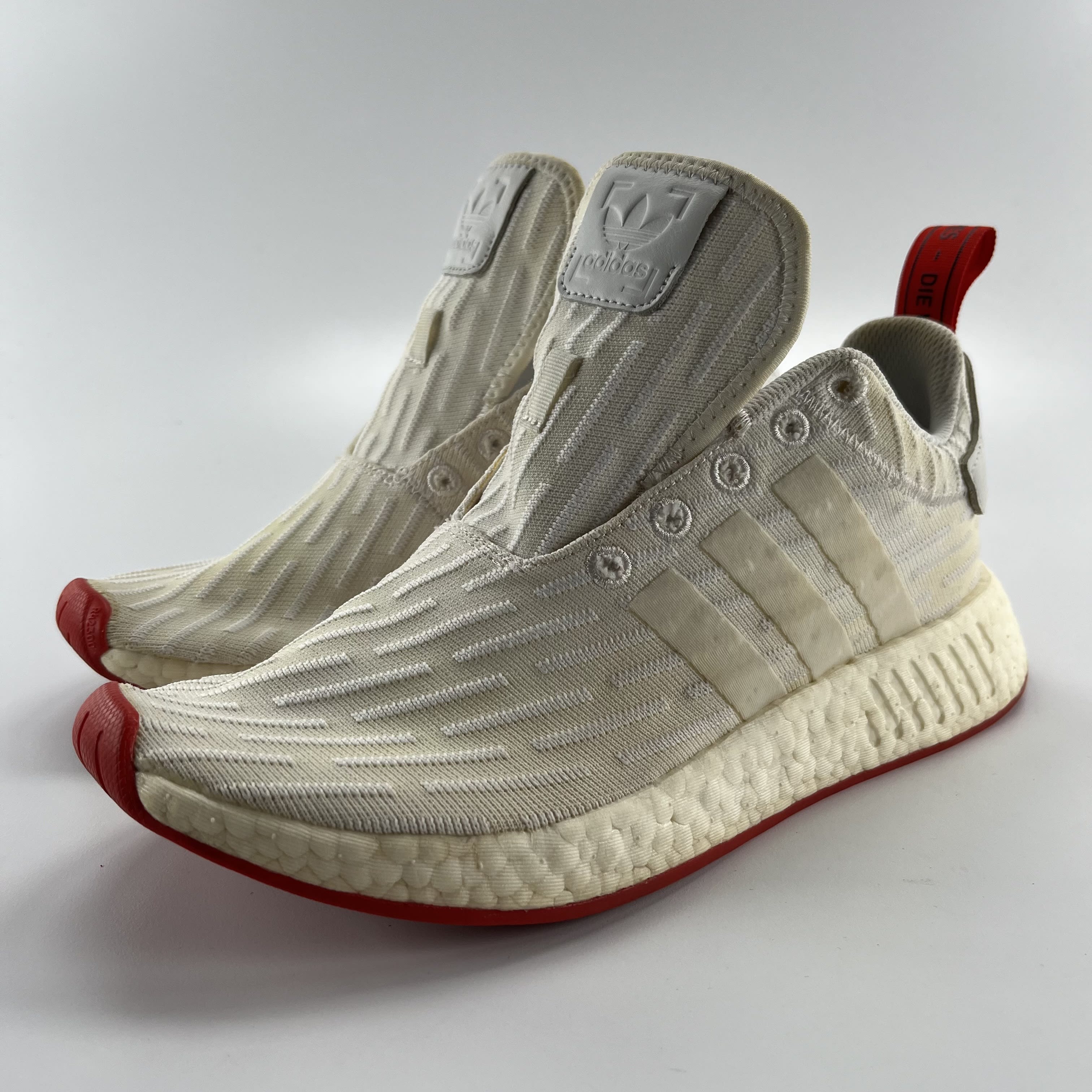 414688 adidas NMD R2 White Core Red Two Toned