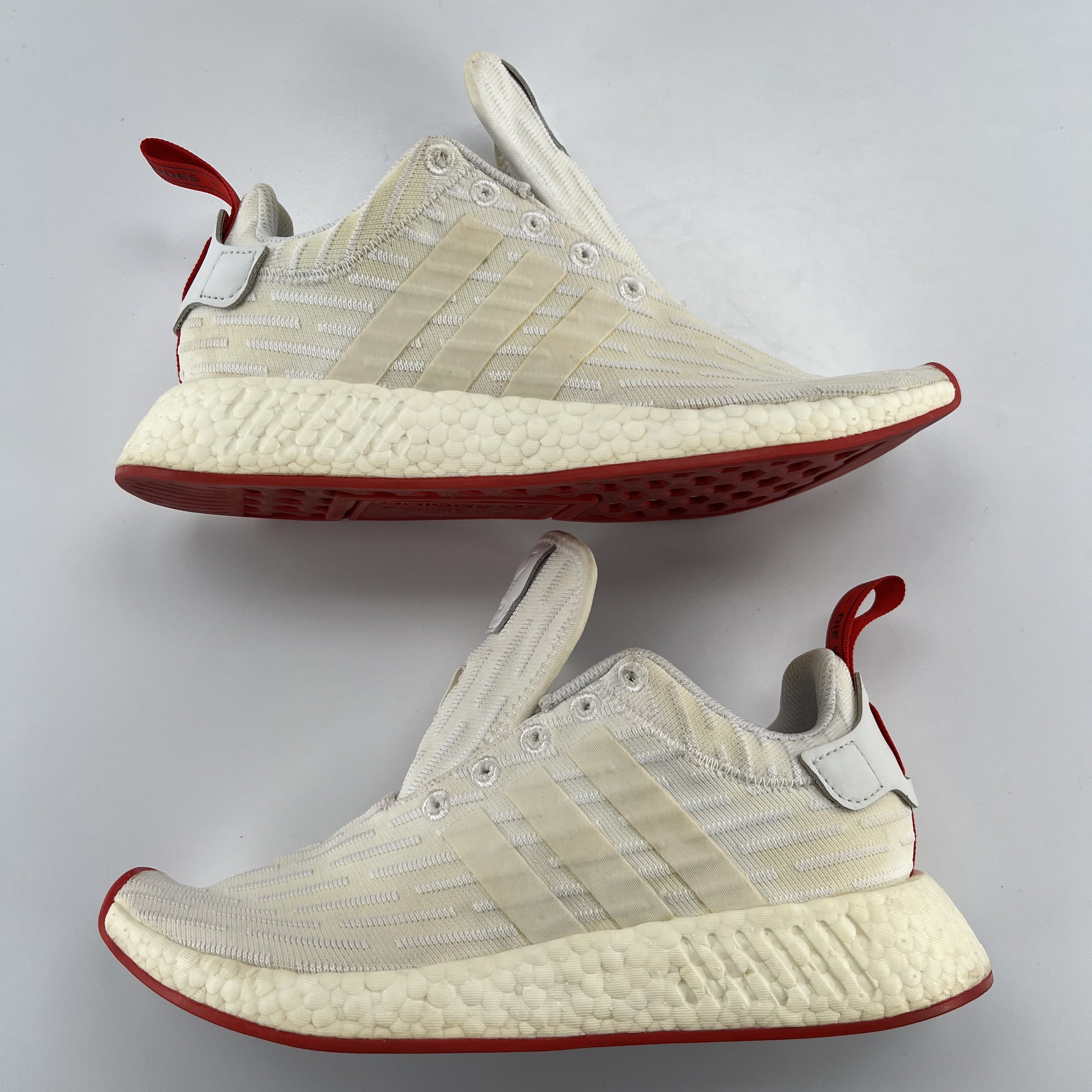414688 adidas NMD R2 White Core Red Two Toned