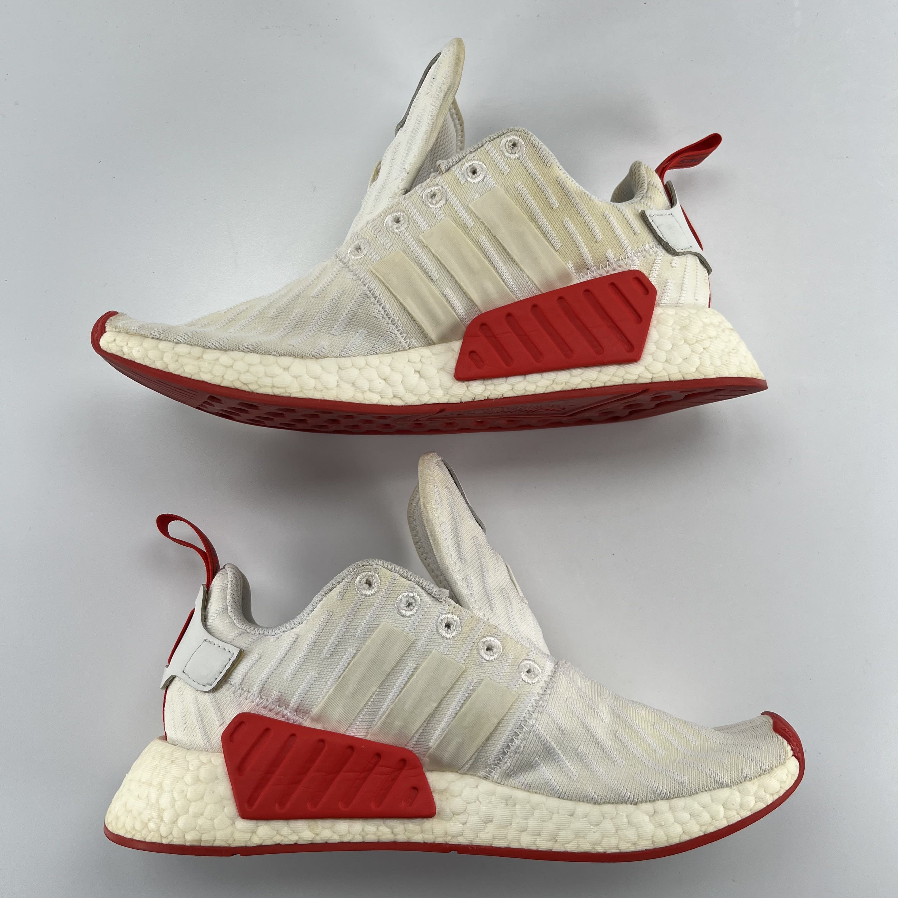 414688 adidas NMD R2 White Core Red Two Toned