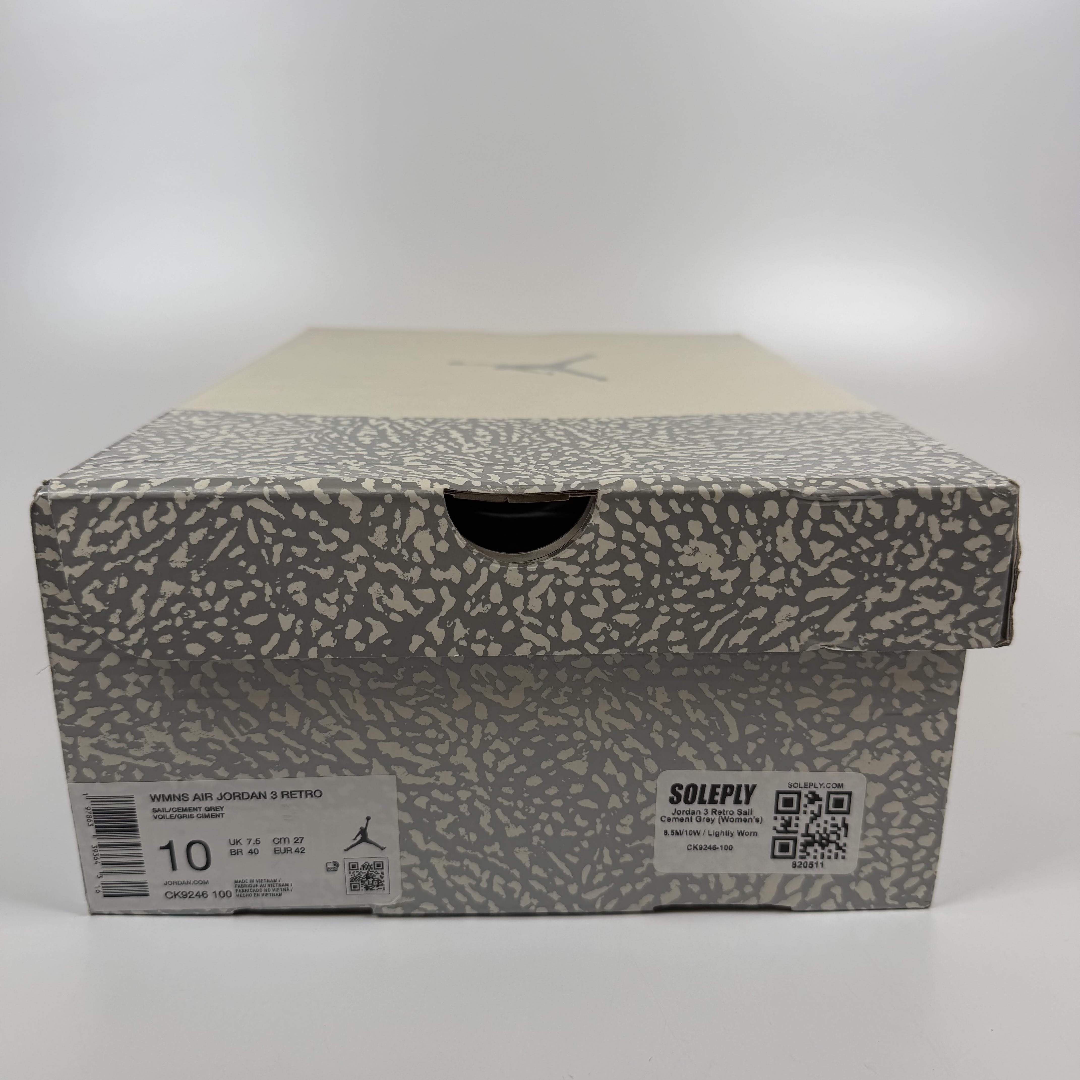 820511 Jordan 3 Retro Sail Cement Grey (Women's)