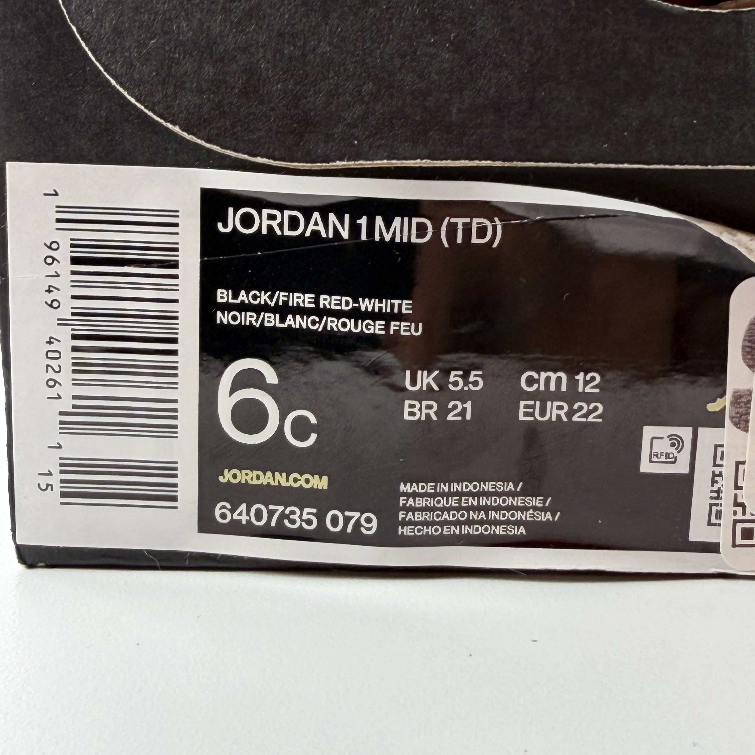 282747 Jordan 1 Mid Black Fire Red (TD)