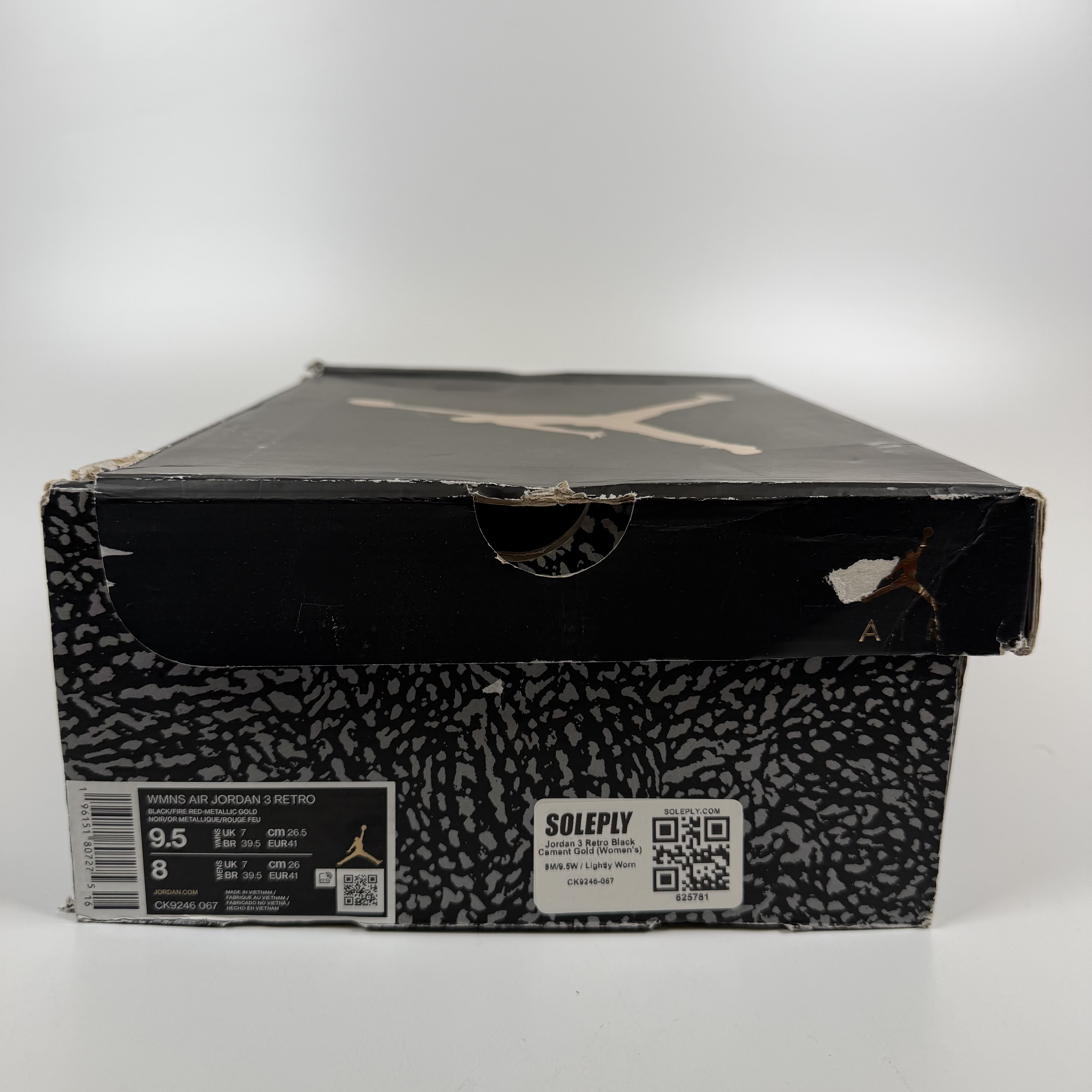 625781 Jordan 3 Retro Black Cement Gold (Women's)
