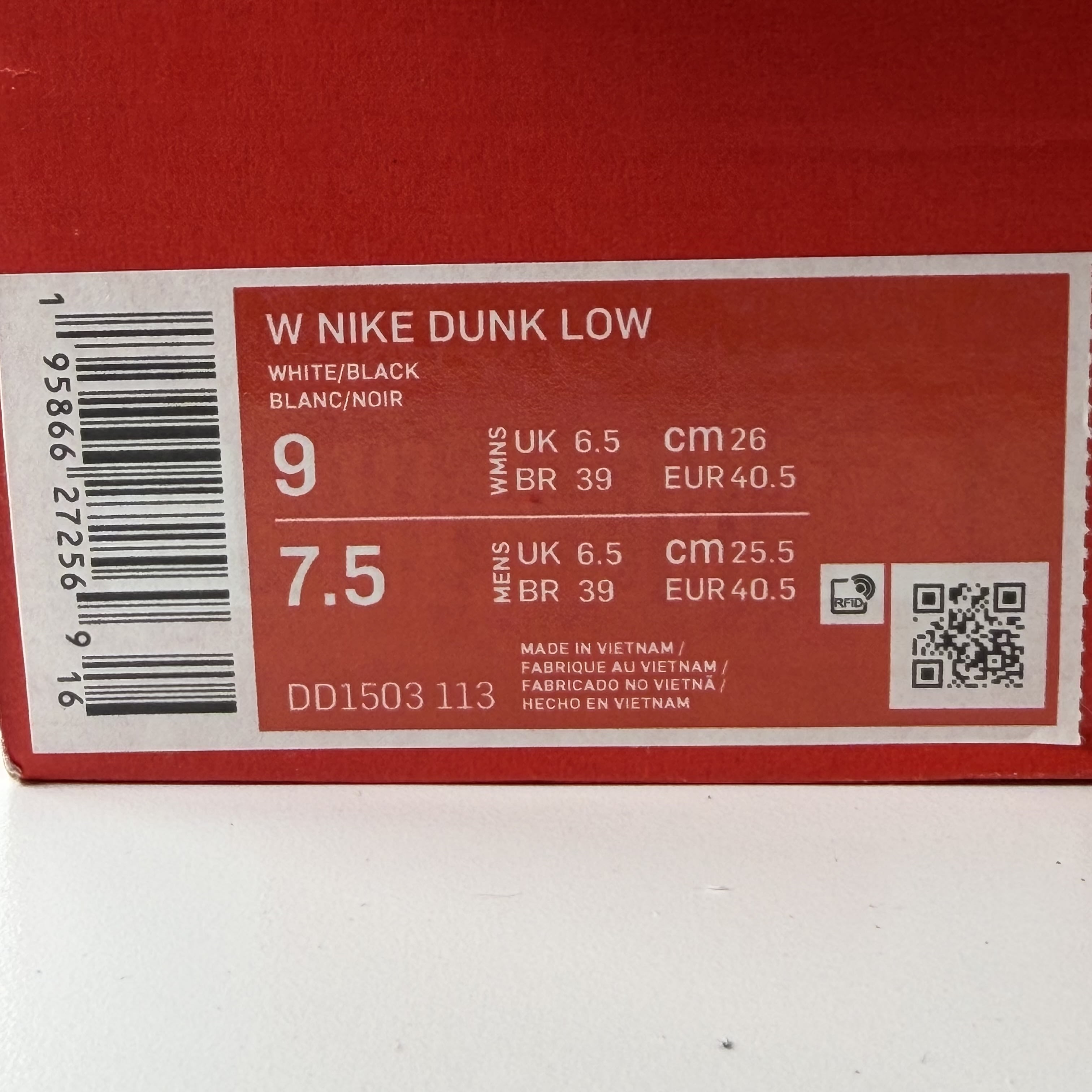 437450 Wmns Dunk Low 'White Black'