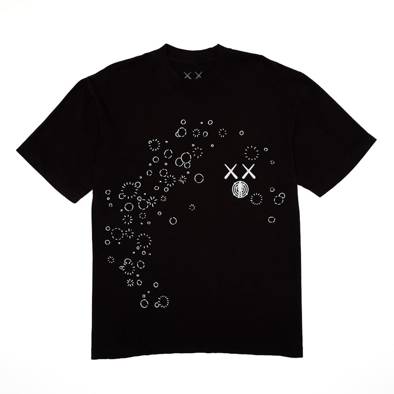 SP13887 KAWS For Kid Cudi Moon Man GID Tee Vintage Black