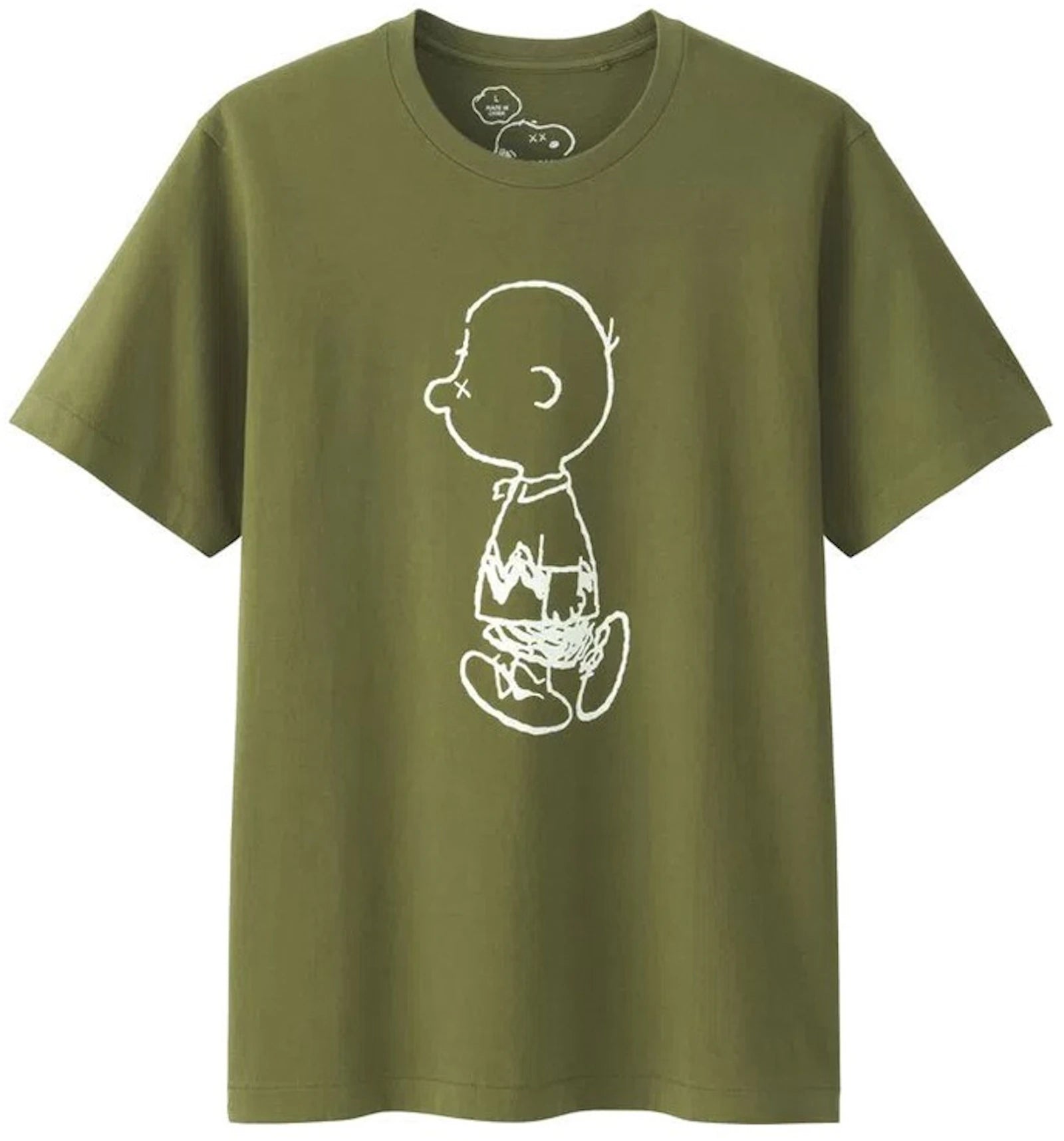SP16118 KAWS x Uniqlo x Peanuts Charlie Brown Tee Olive