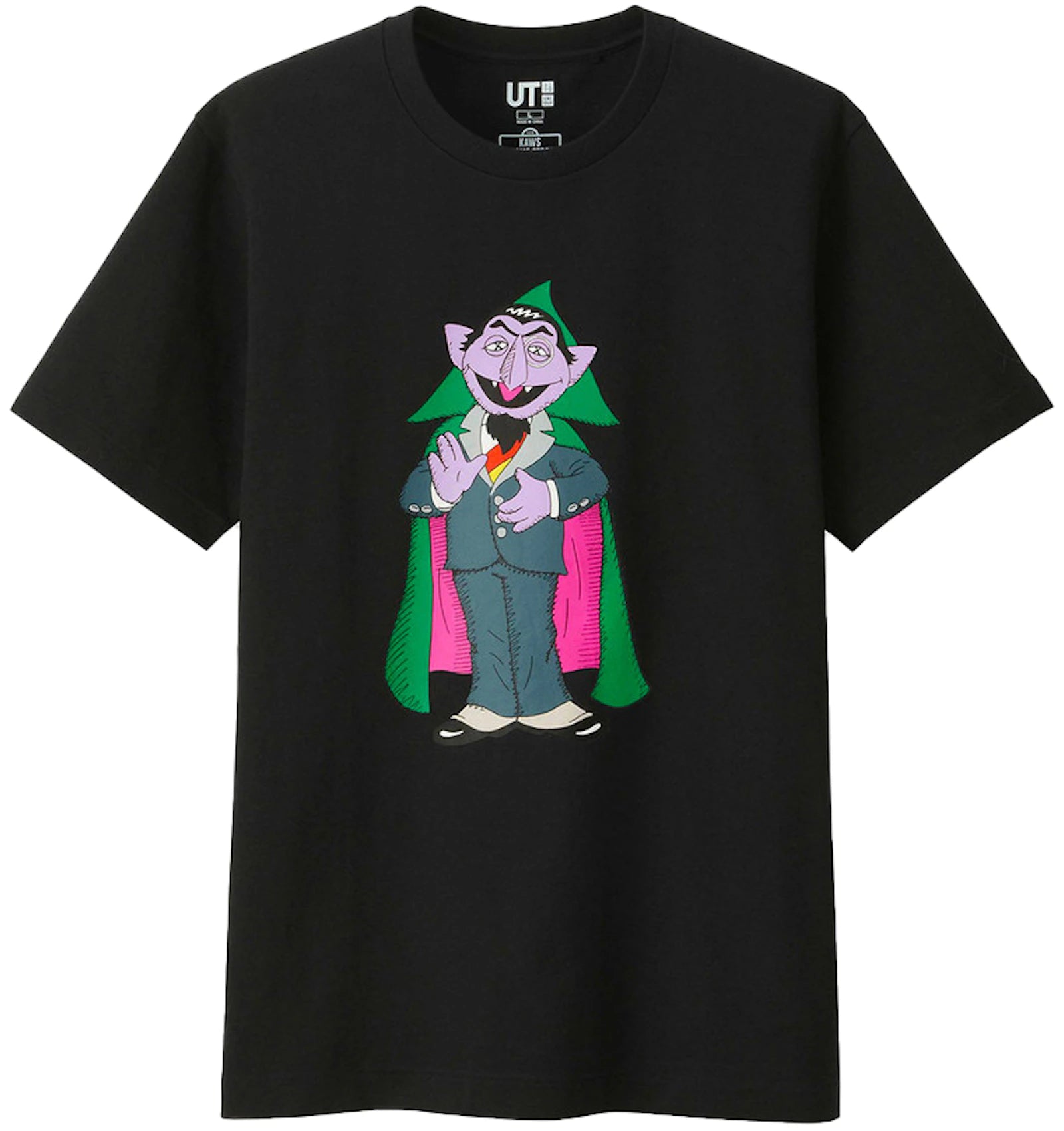 SP16119 KAWS x Uniqlo x Sesame Street Count Von Count Tee Black