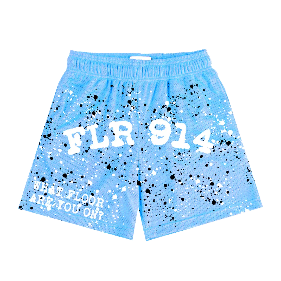 SP6302 Floor 914 Powder Blue Splatter Shorts