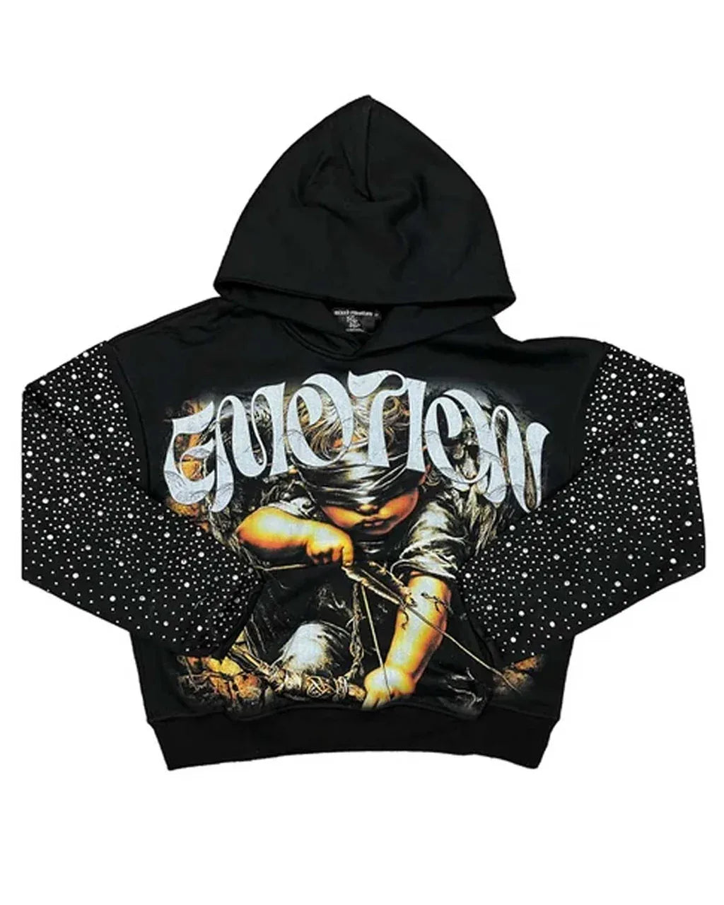 SP3136 Mixed Emotions Archer Rhinestone Black Hoodie