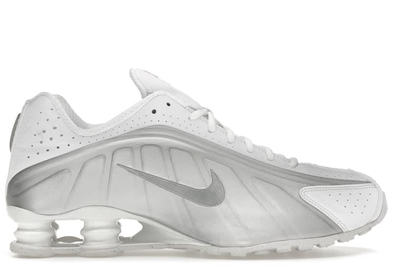 SP9302 Nike Shox R4 White Bright Crimson Metallic Silver
