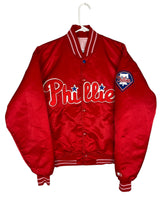 (90s) Philadelphia Phillies Starter Satin Red Bomber Jacket