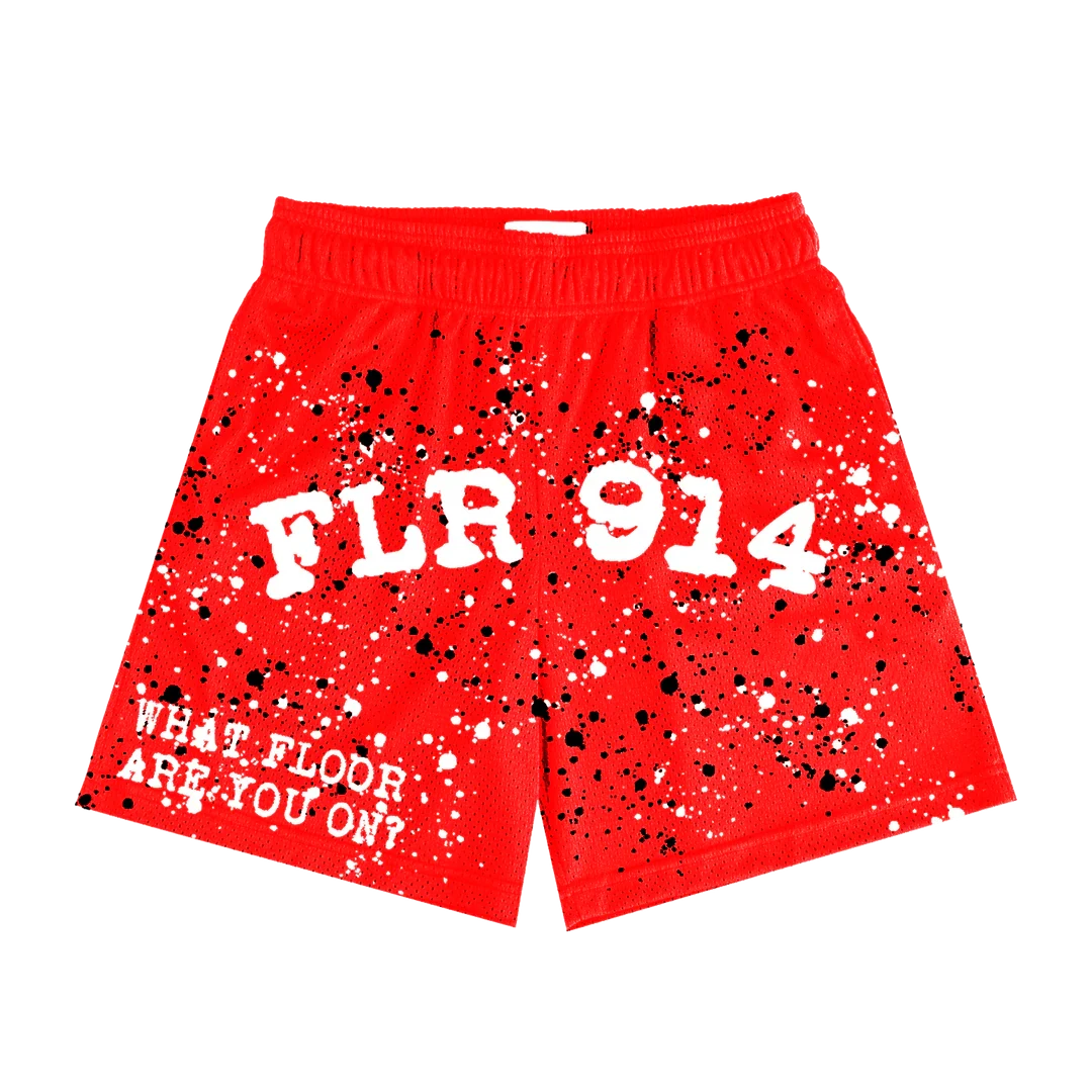 SP6301 Floor 914 Fire Red Splatter Shorts