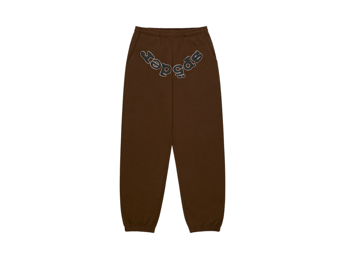 SP21600 Sp5der Rhinestone OG Logo Sweatpants Brown