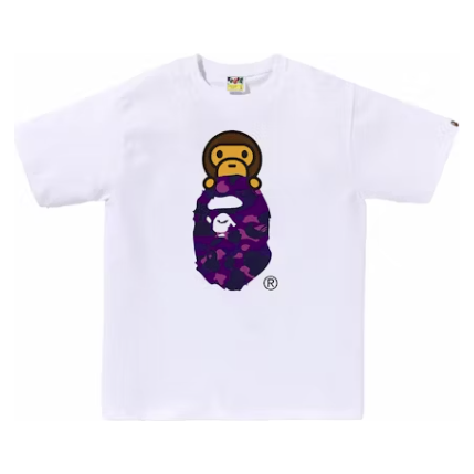 BAPE Color Camo Milo On Ape Head Tee 'White/Purple'