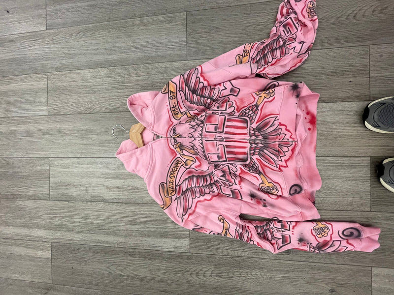 Vale Dreams Winged Eagle Pink Zip Up