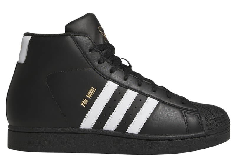 SP9419 adidas Pro Model Core Black White Stripes Gold Metallic