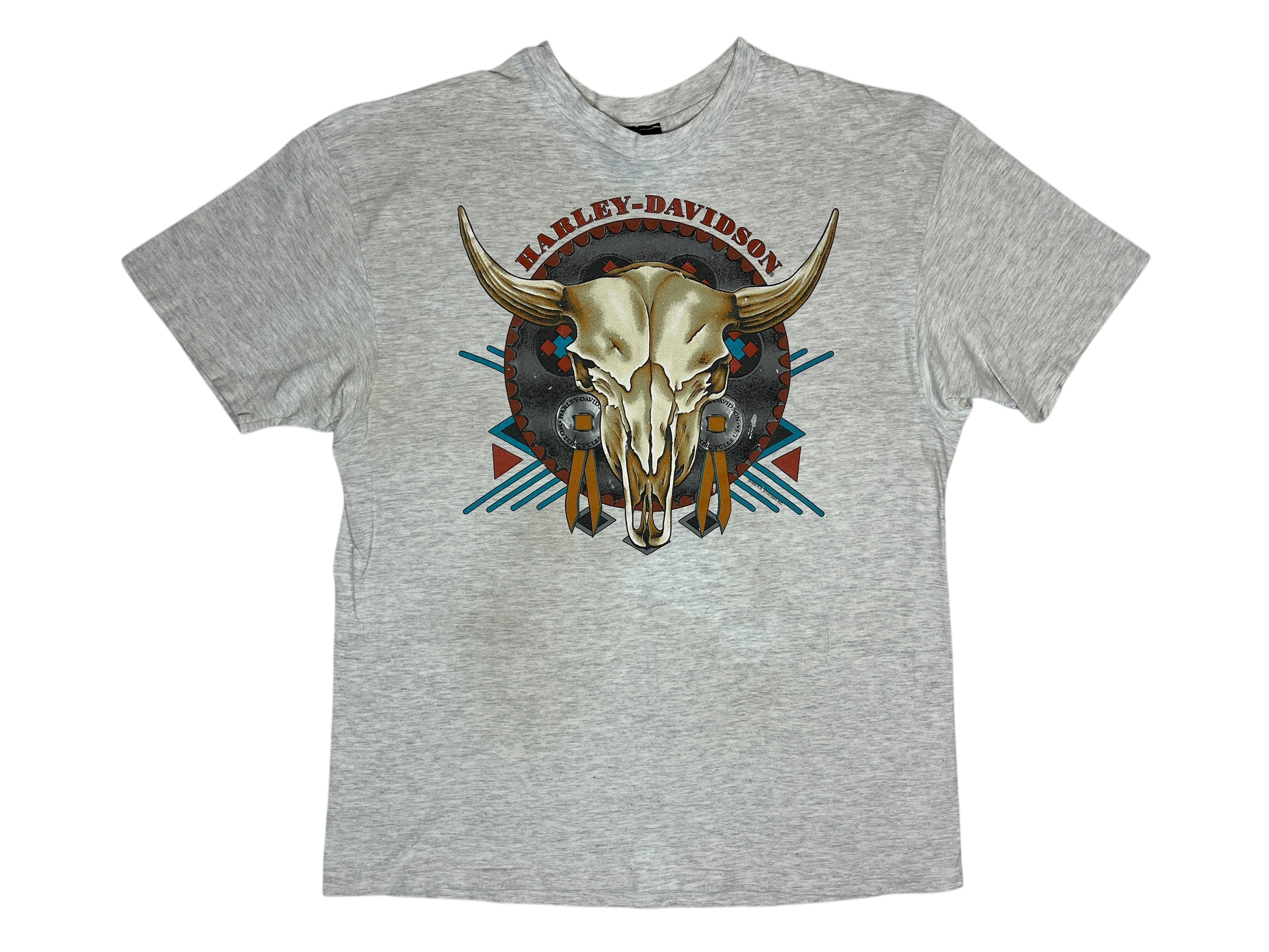 378314 (1993) Harley Davidson Bull Horn Skull Lancaster T-Shirt