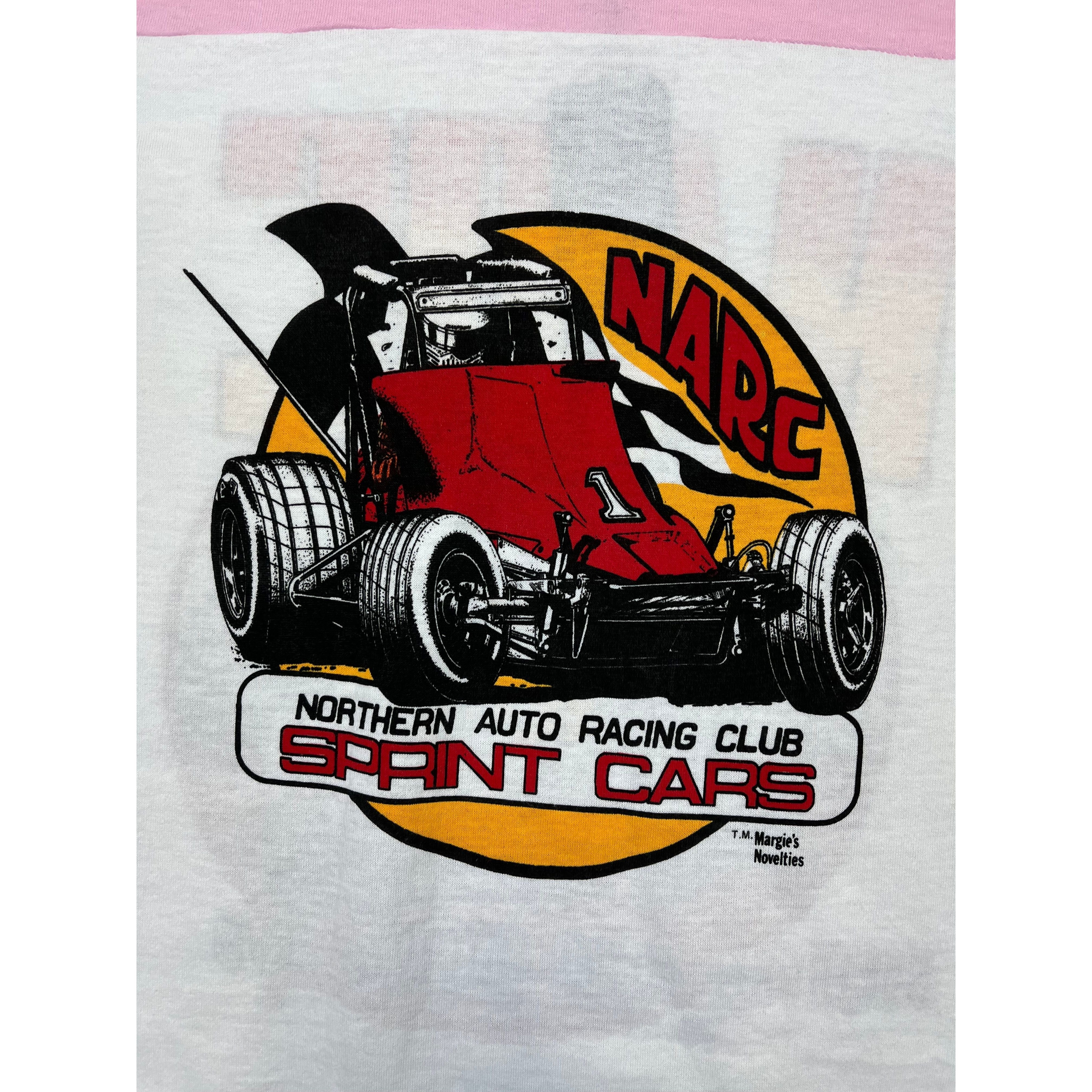 268873 (1983) NARC Northern Auto Racing Club Sprint Pink Ringer T-Shirt L