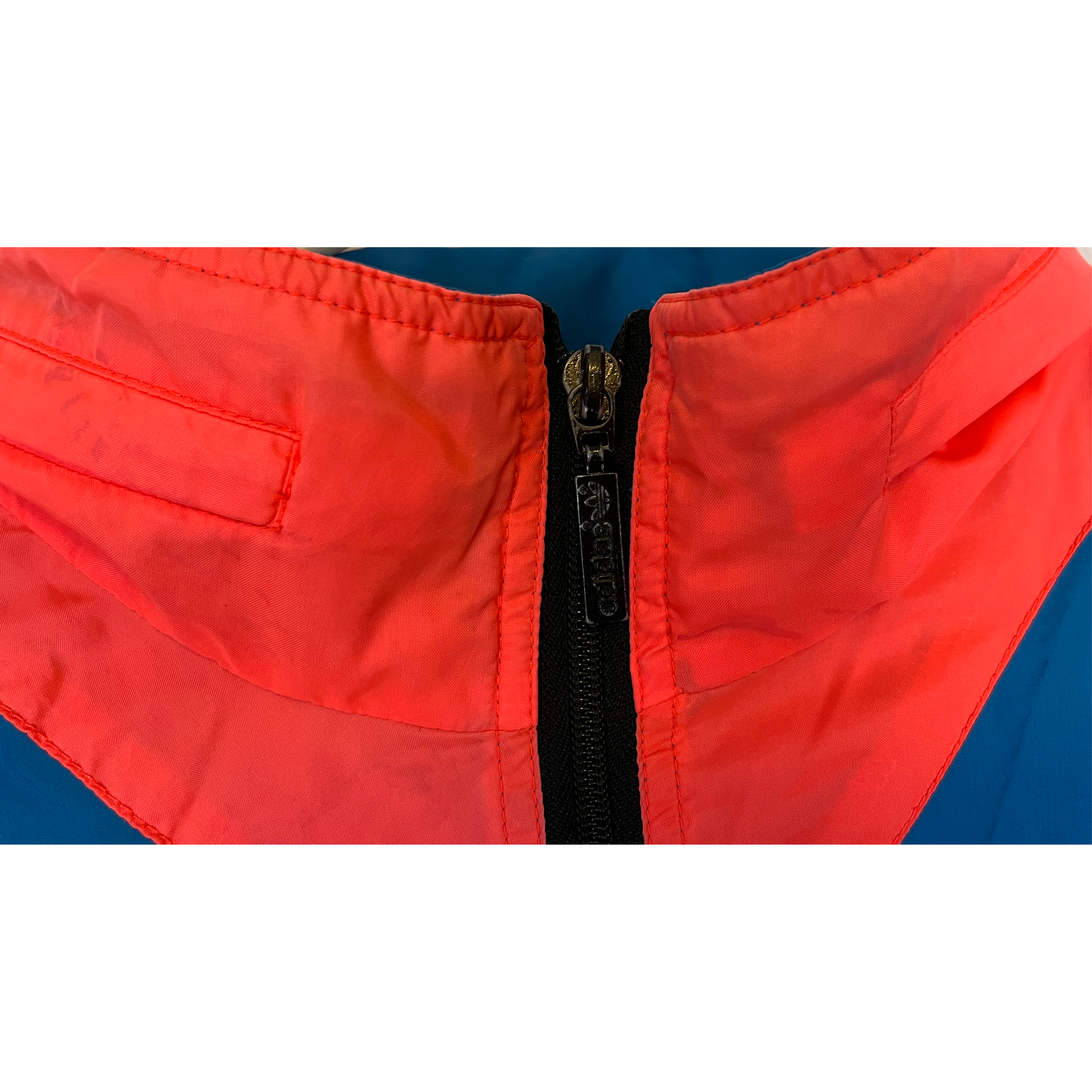259912 (90s) Adidas Blue/Infrared Colorblock Windbreaker w/ hood