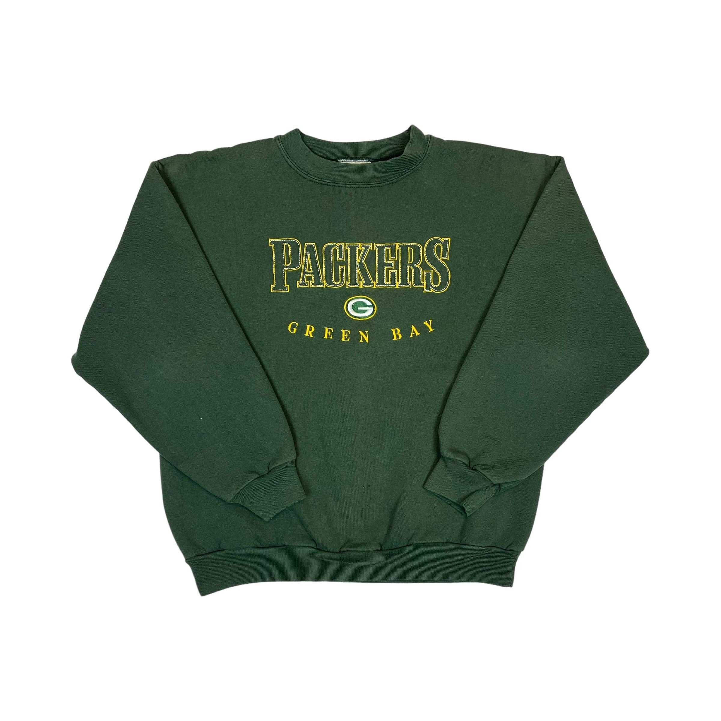 268026 (90s) Green Bay Packers Logo Athletic Embroidered NFL Crewneck