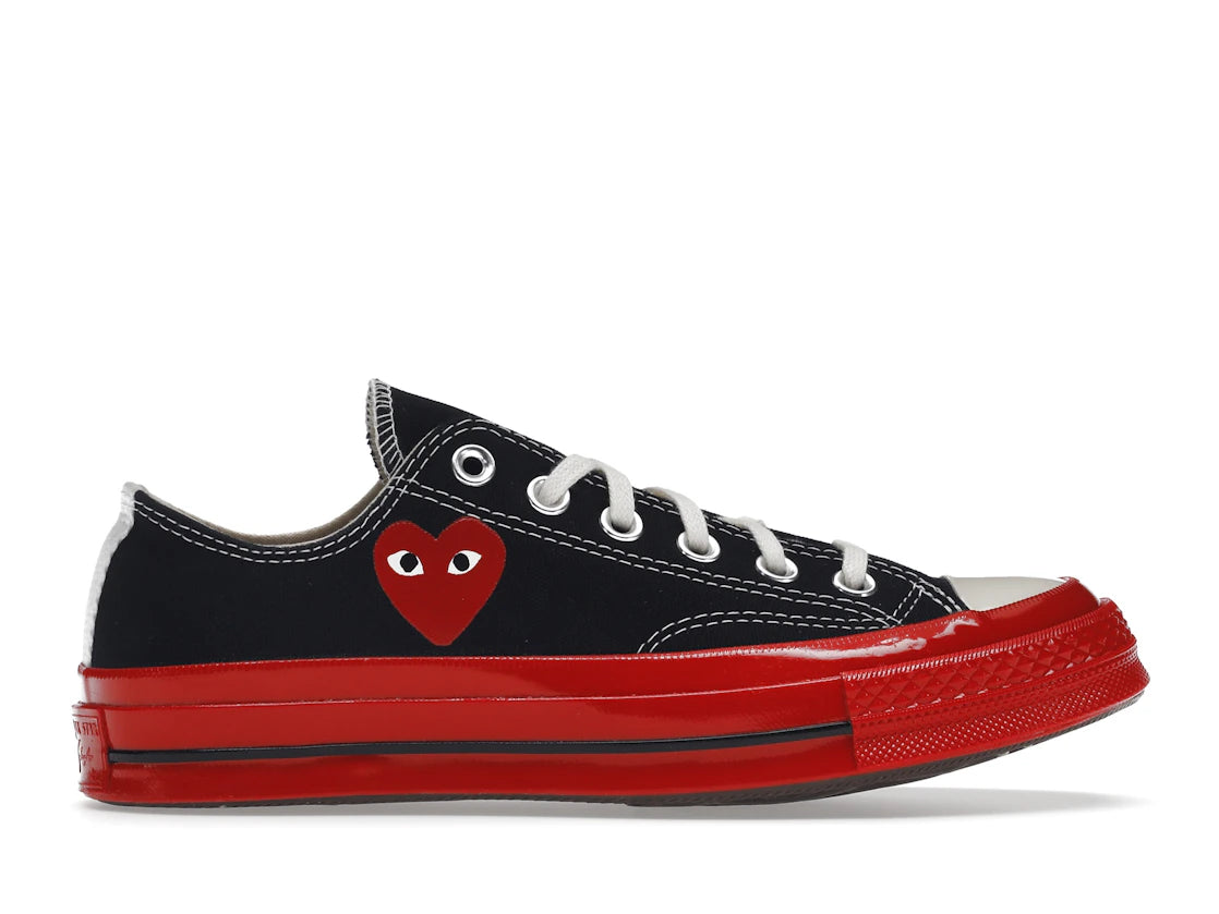 588918 Comme des Garcons PLAY Converse Chuck Taylor All Star 70 Ox Black Red Midsole
