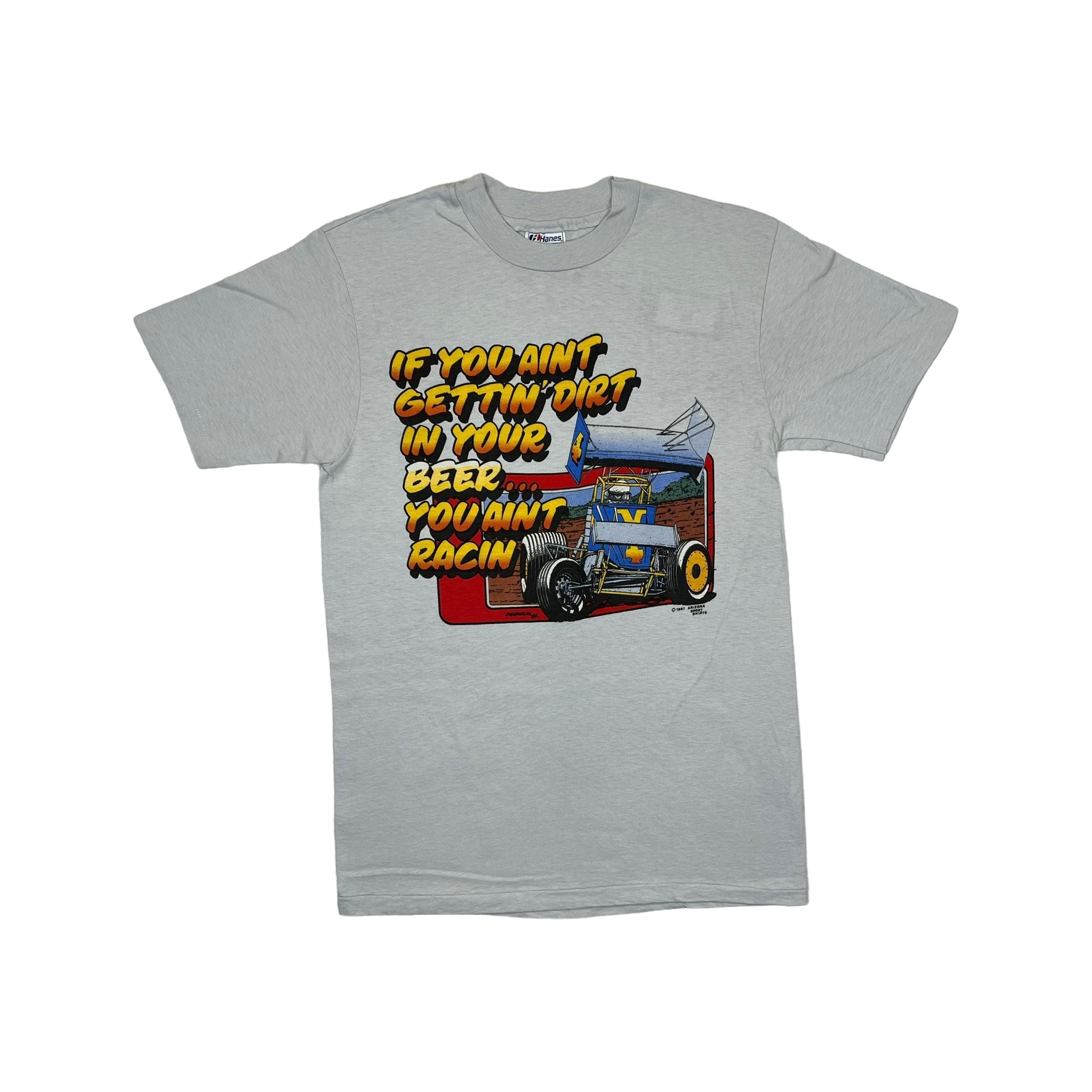 268869 (1987) Dirt In Your Beer While Racing, NARC Sprint Car Gray T-Shirt