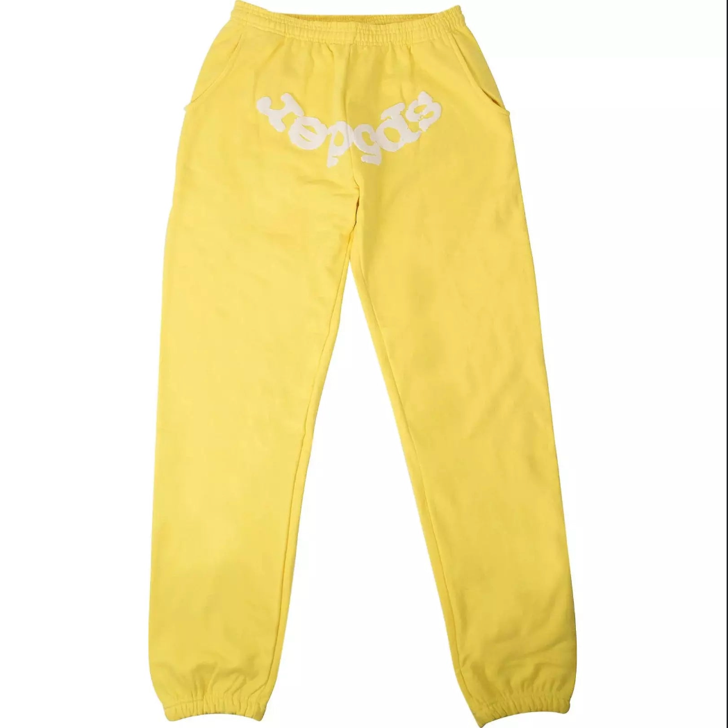 275966 Sp5der Logo Print Sweatpants 'Yellow'
