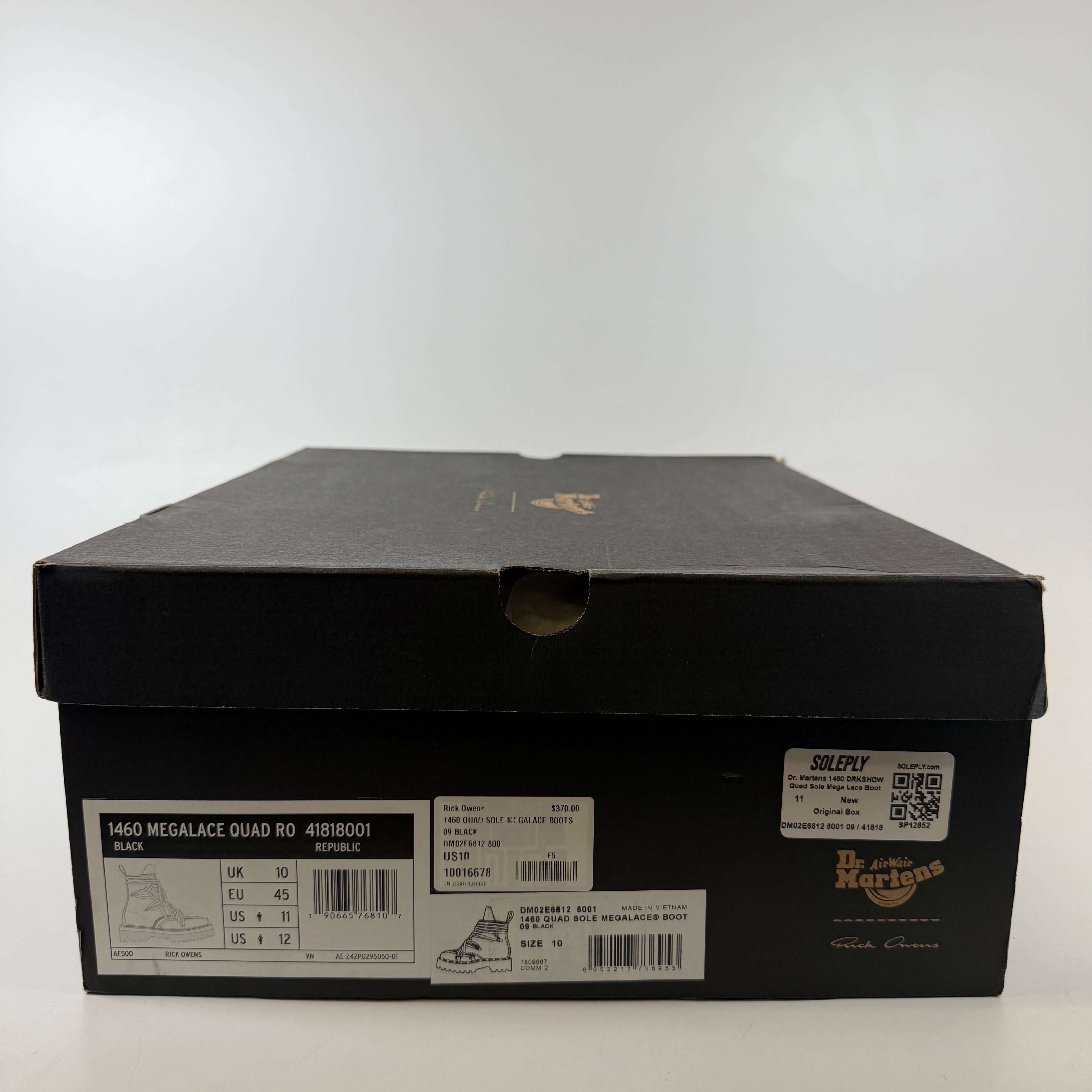 [SP12852] Dr. Martens 1460 DRKSHDW Quad Sole Mega Lace Boot Rick Owens Black