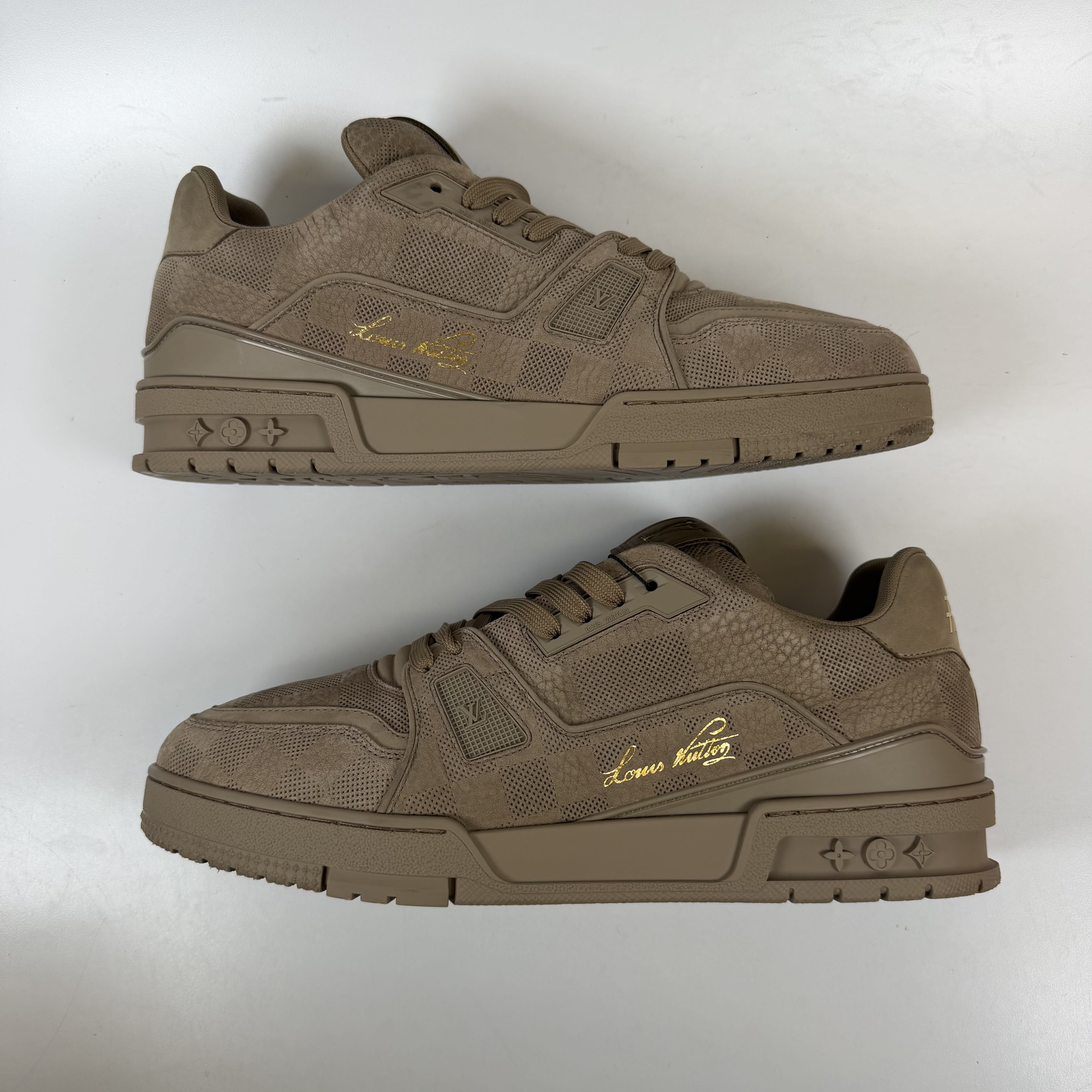 [SP14607] Louis Vuitton LV Trainer Taupe Brown Damier Embossed