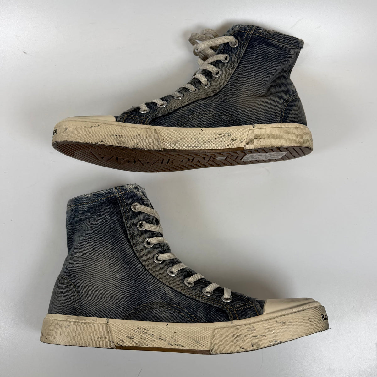 [SP15831] Balenciaga Paris High Top Blue Destroyed Denim