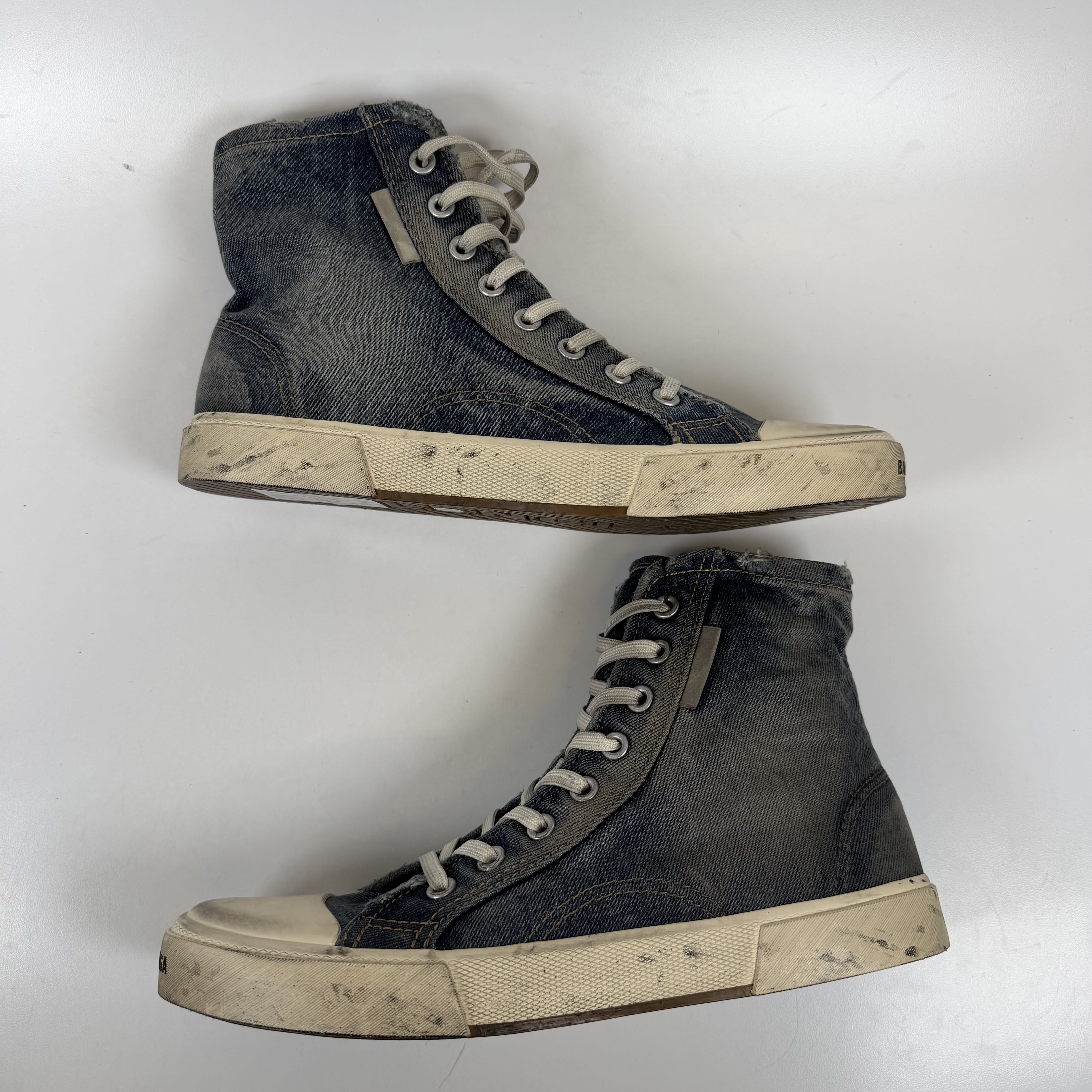 [SP15831] Balenciaga Paris High Top Blue Destroyed Denim
