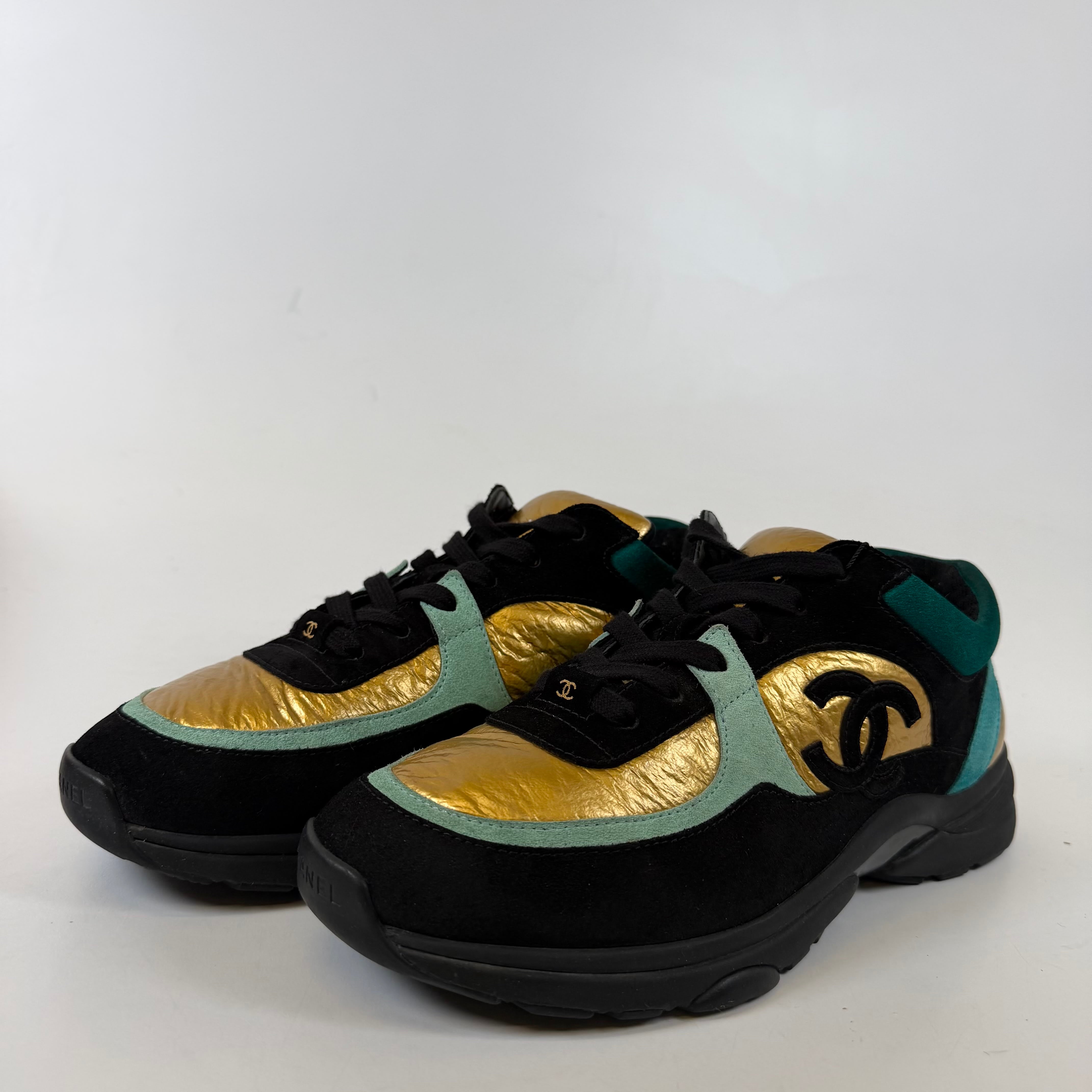 [SP14567] Chanel CC Foil Suede Sneakers