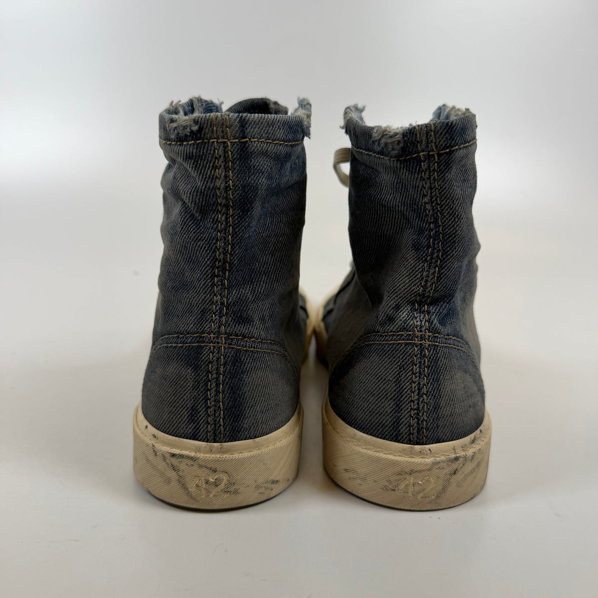 [SP15831] Balenciaga Paris High Top Blue Destroyed Denim